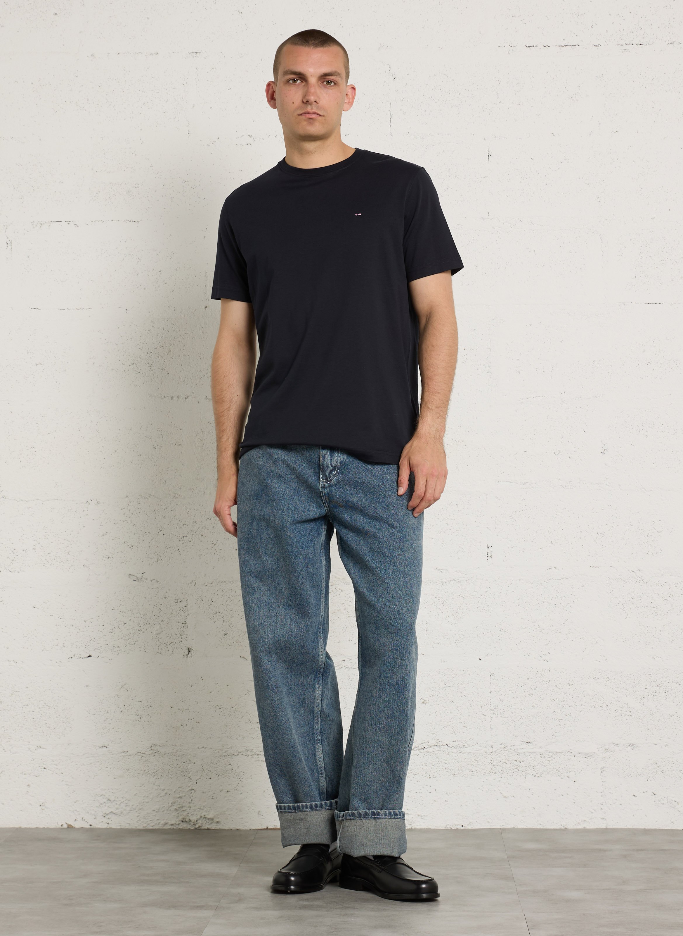 Oversized round-neck cotton T-shirt EDEN PARK Blue