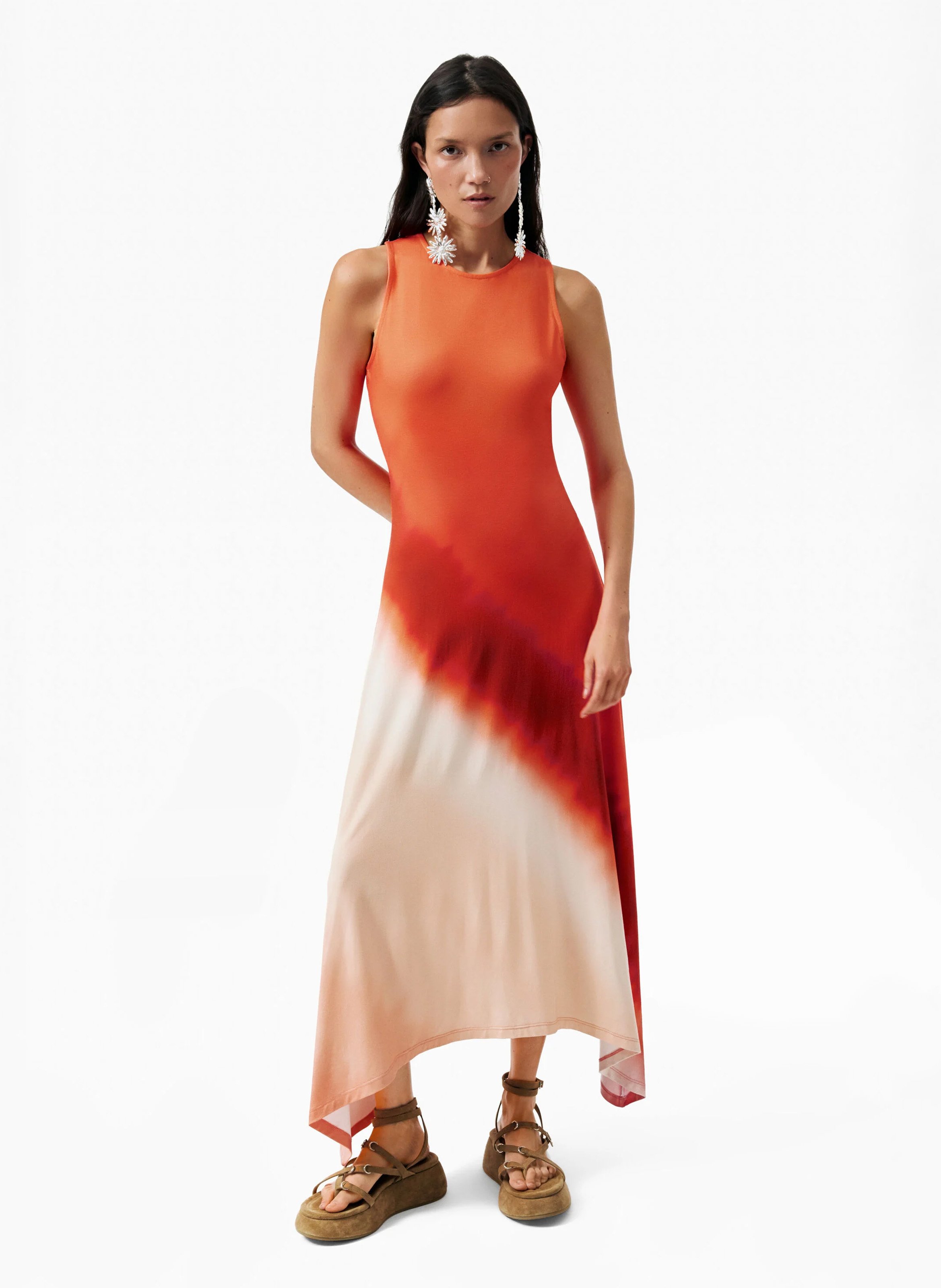 Robe longue asymétrique DESIGUAL Orange