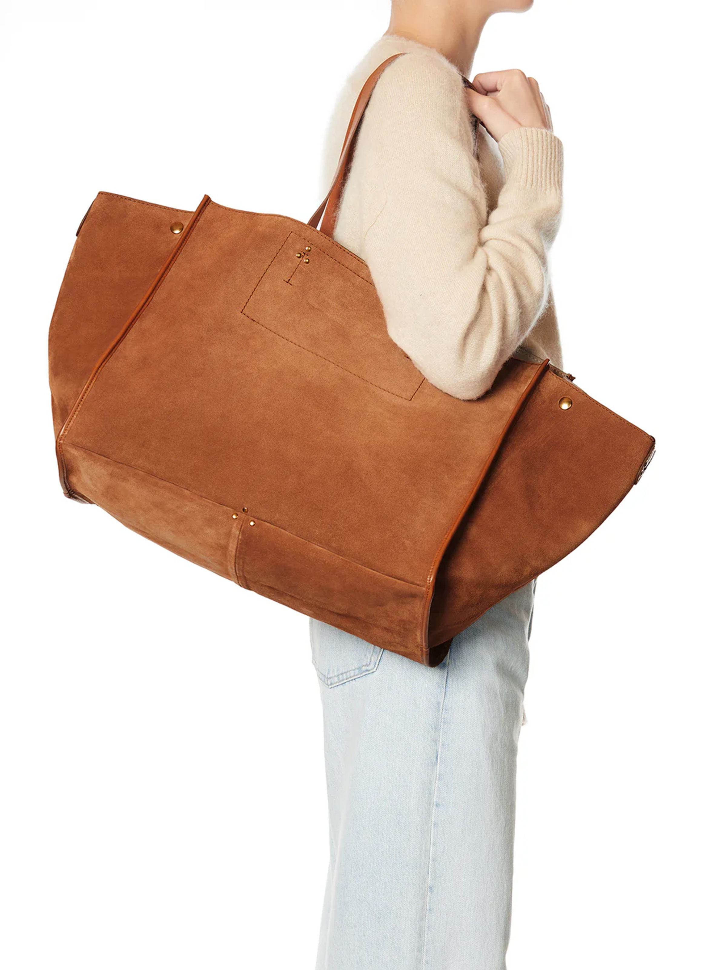 Sac cabas en cuir velours  JEROME DREYFUSS Marron