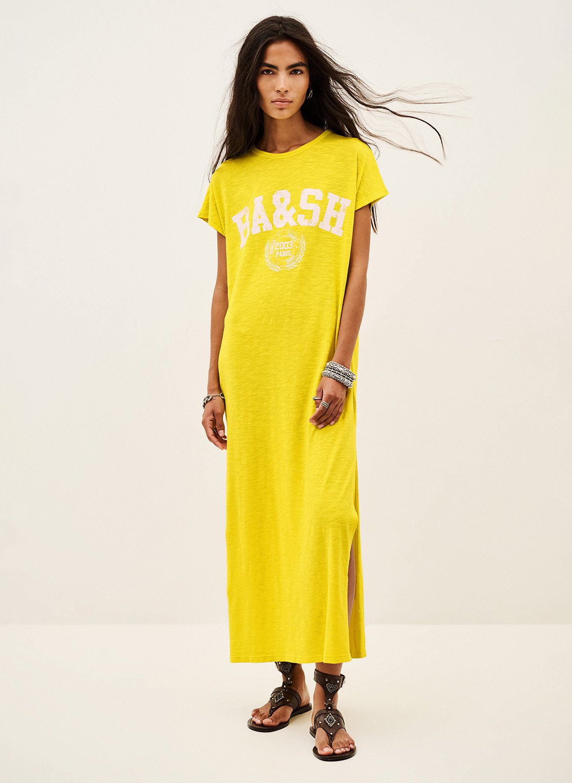 Robe midi imprimée col rond  BA&SH