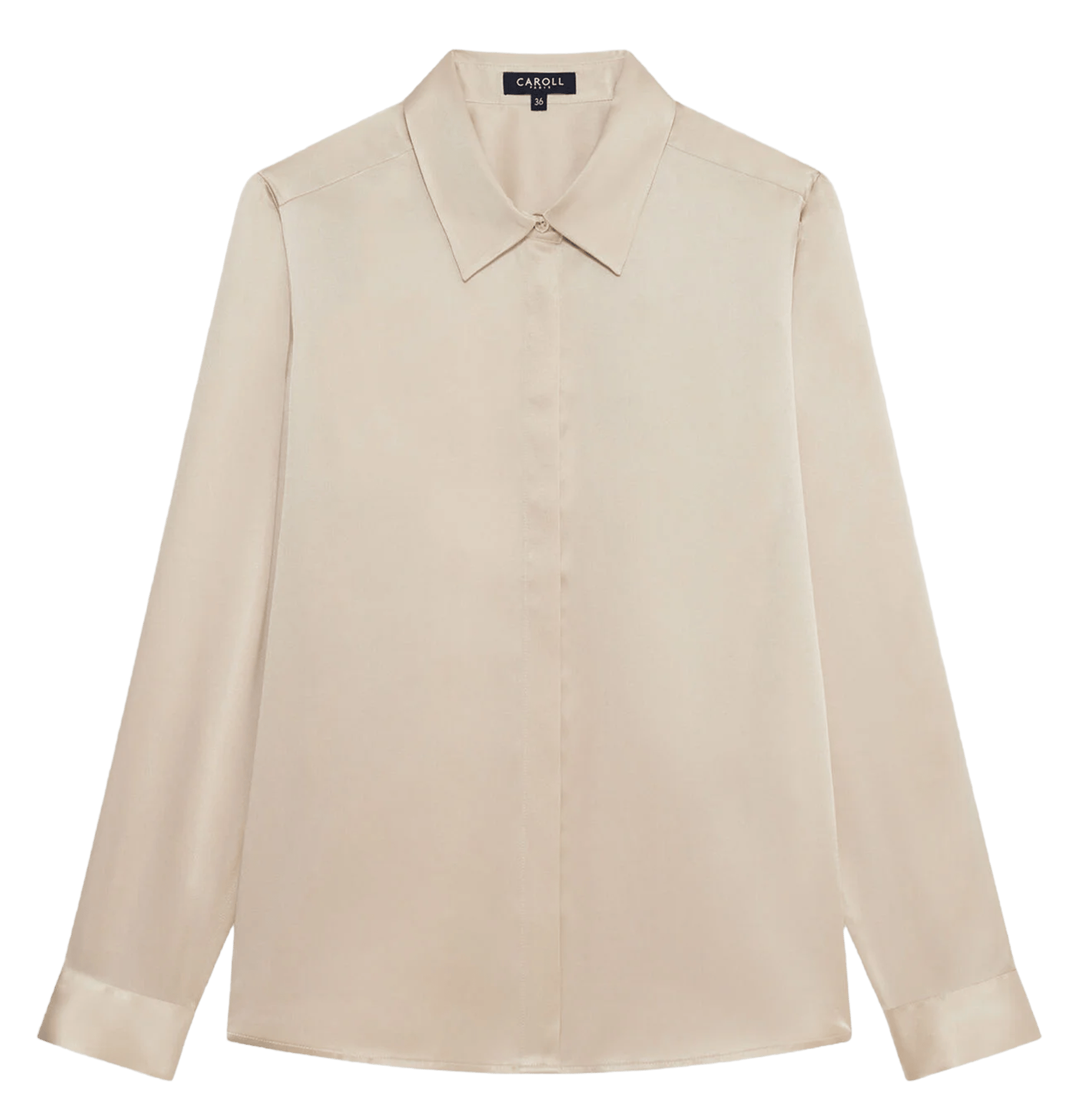 Seidenbluse mit klassischem Kragen CAROLL Beige