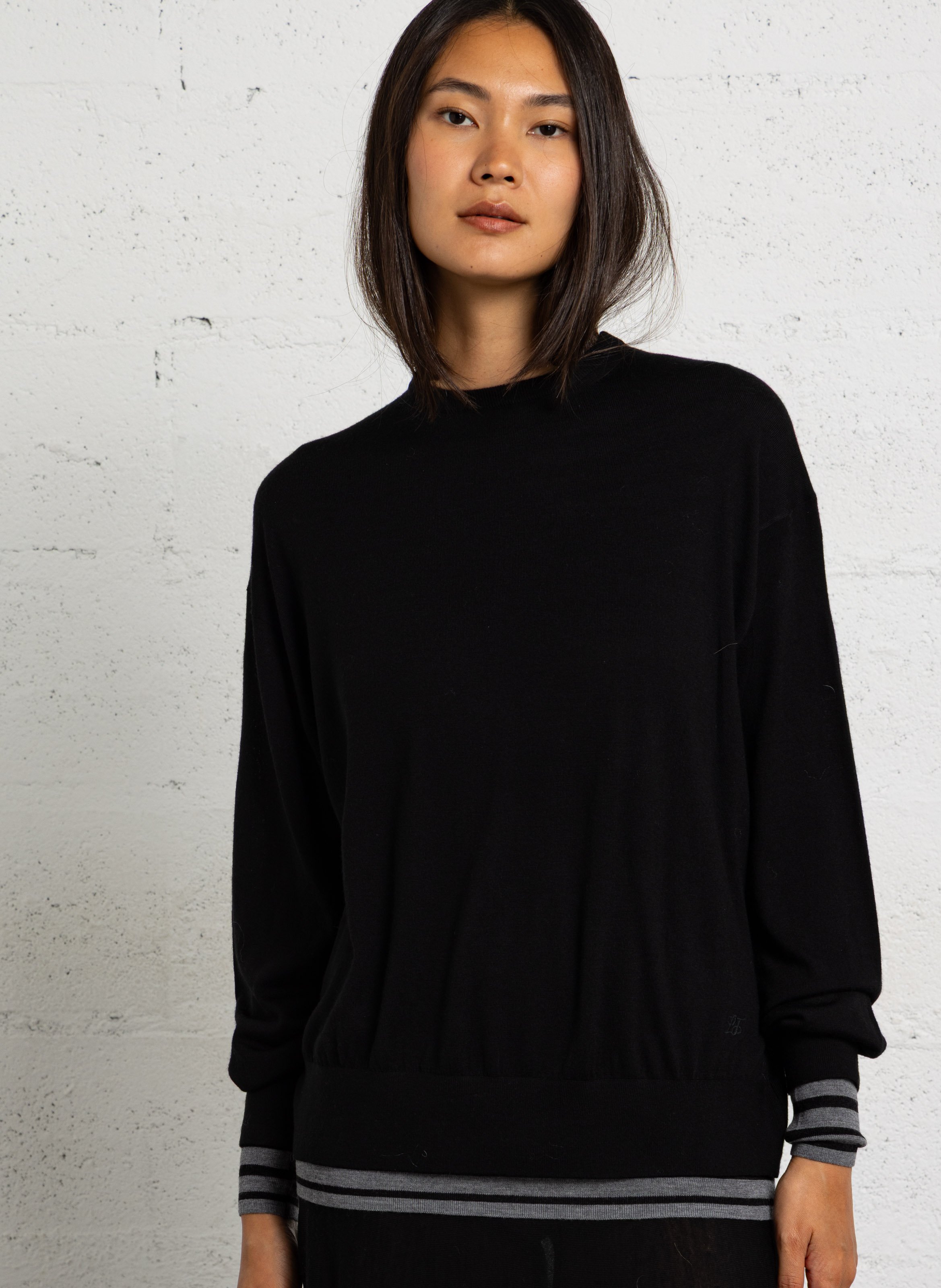 Pull manches longues en laine mérinos LAURENCE BRAS Noir
