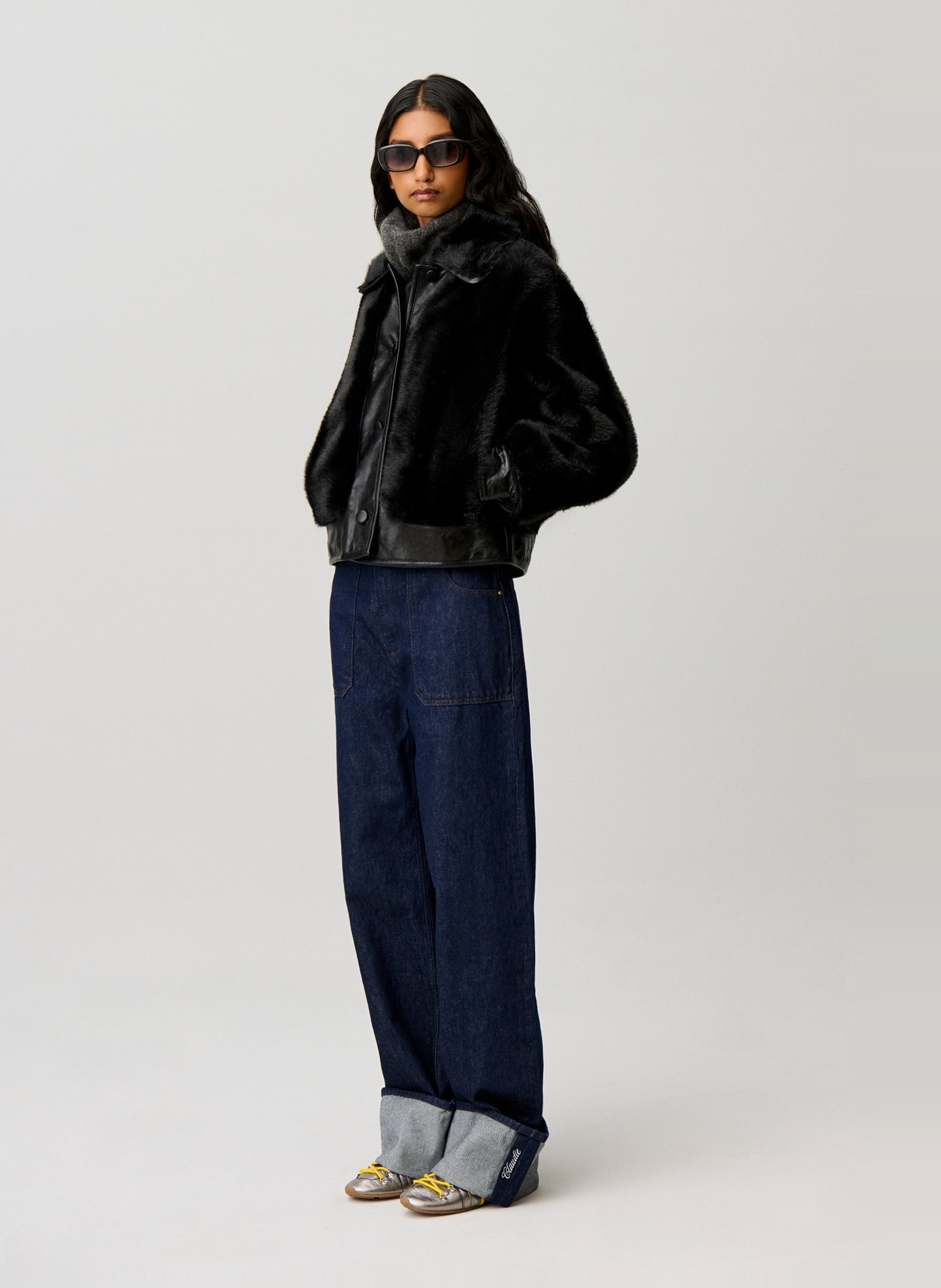 Veste courte en fausse fourrure CLAUDIE PIERLOT Noir
