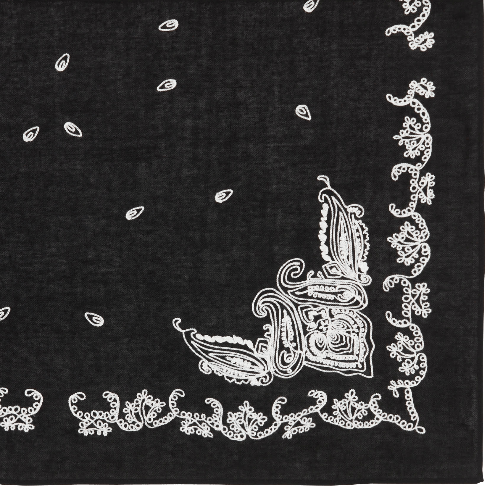 Embroidered wool scarf BERENICE Black