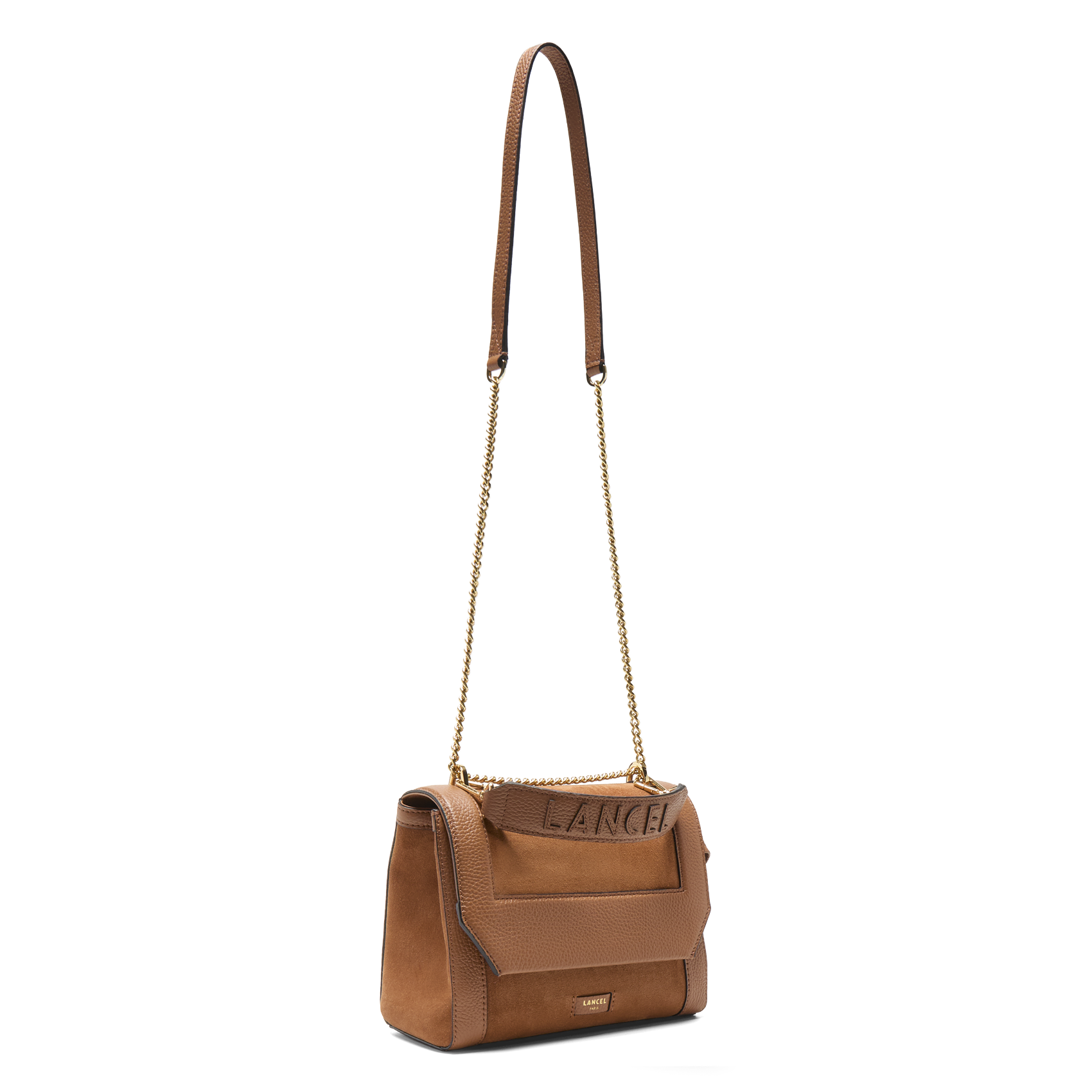 Leather flap shoulder bag LANCEL Beige