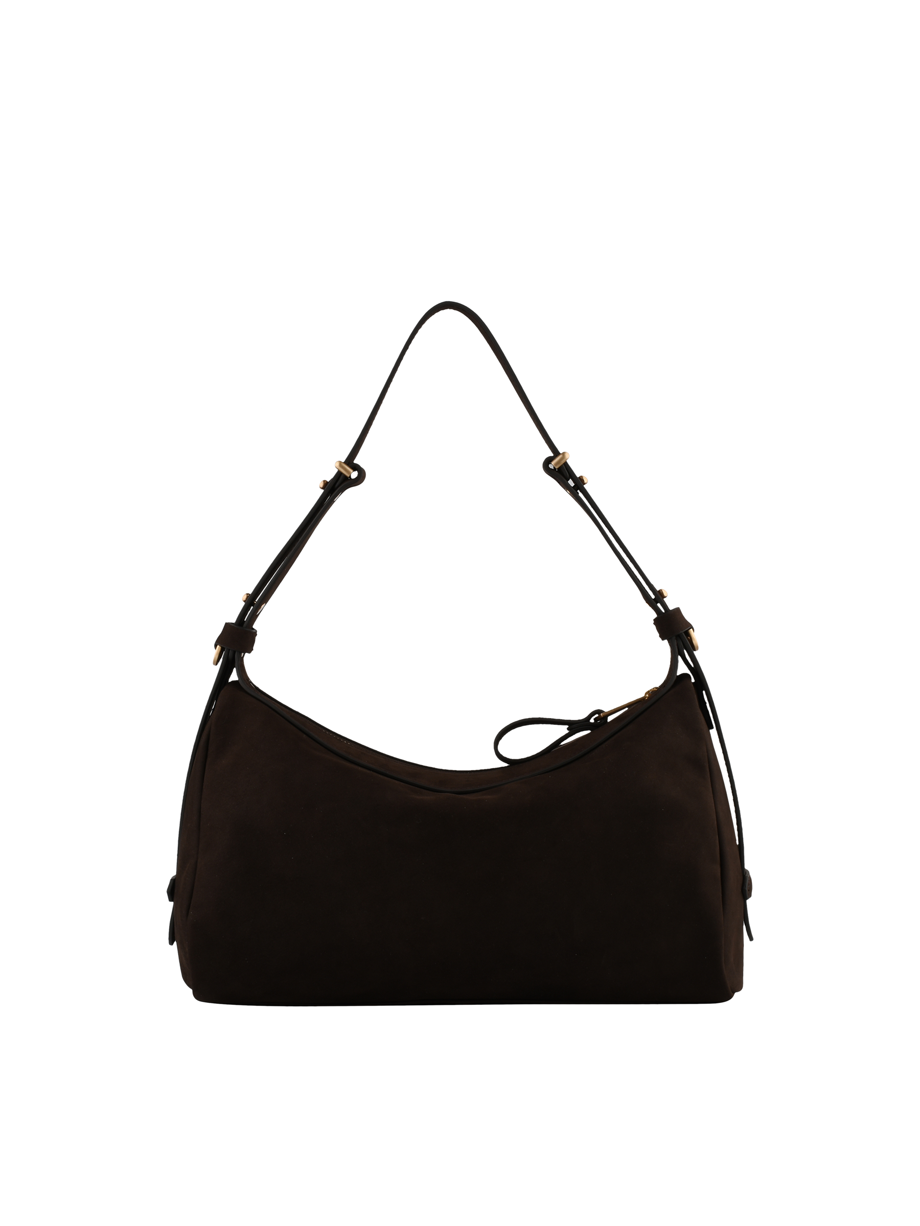 Sac porté épaule en cuir de vachette façon nubuck POURCHET Marron