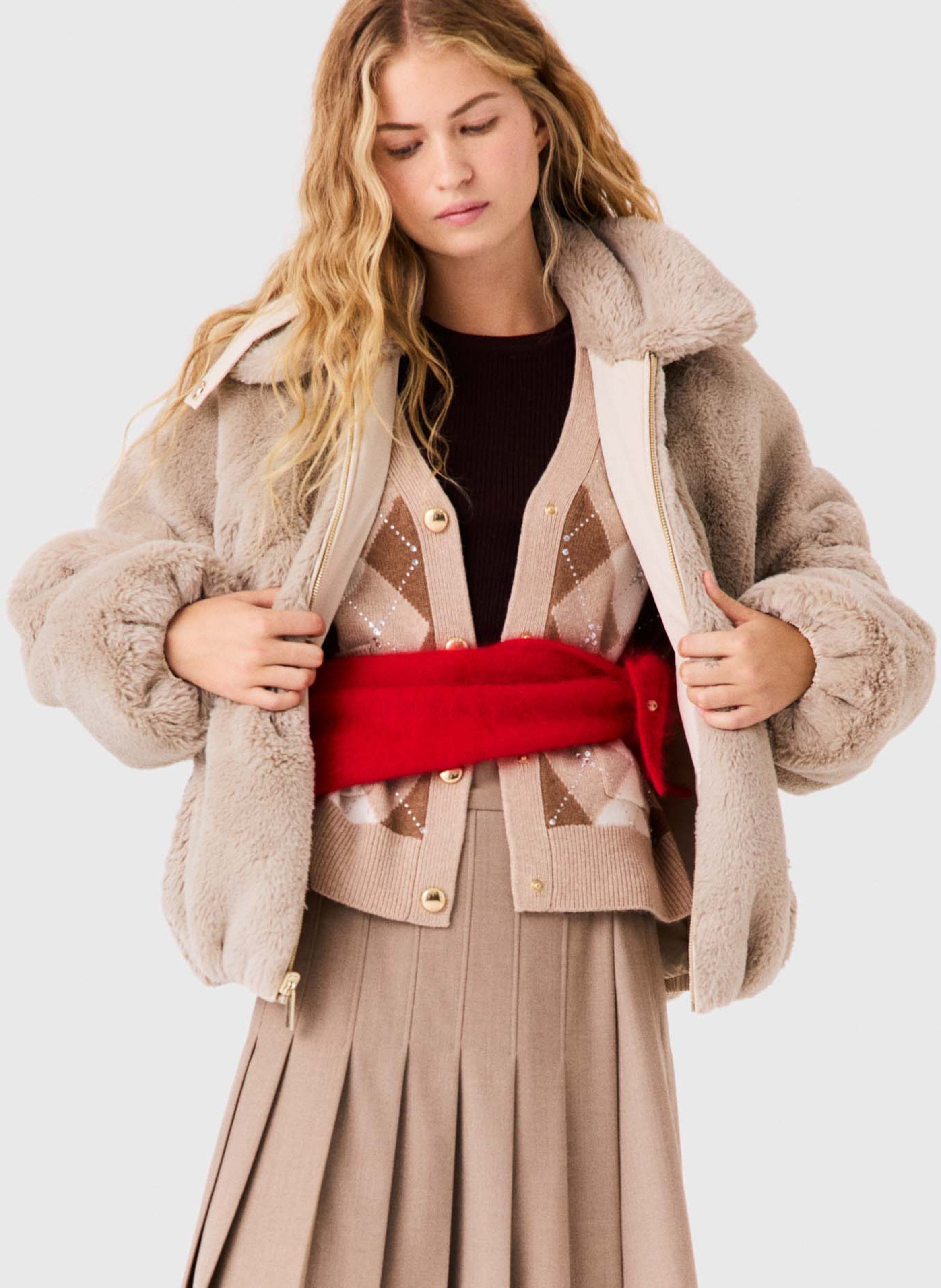 Ruime jas met omgeslagen kraag MAJE Beige