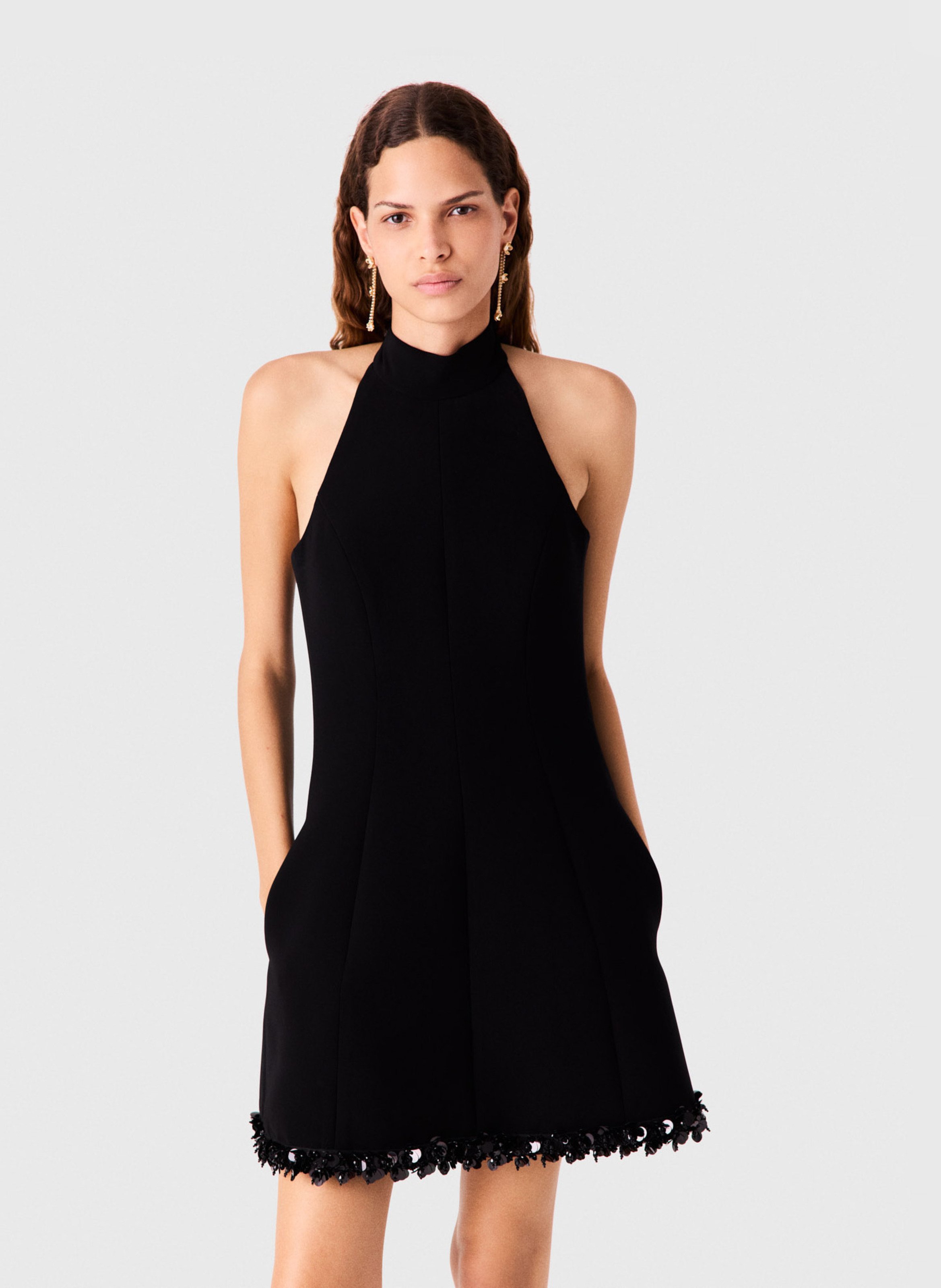 Robe courte évasée dos nu MAJE Noir
