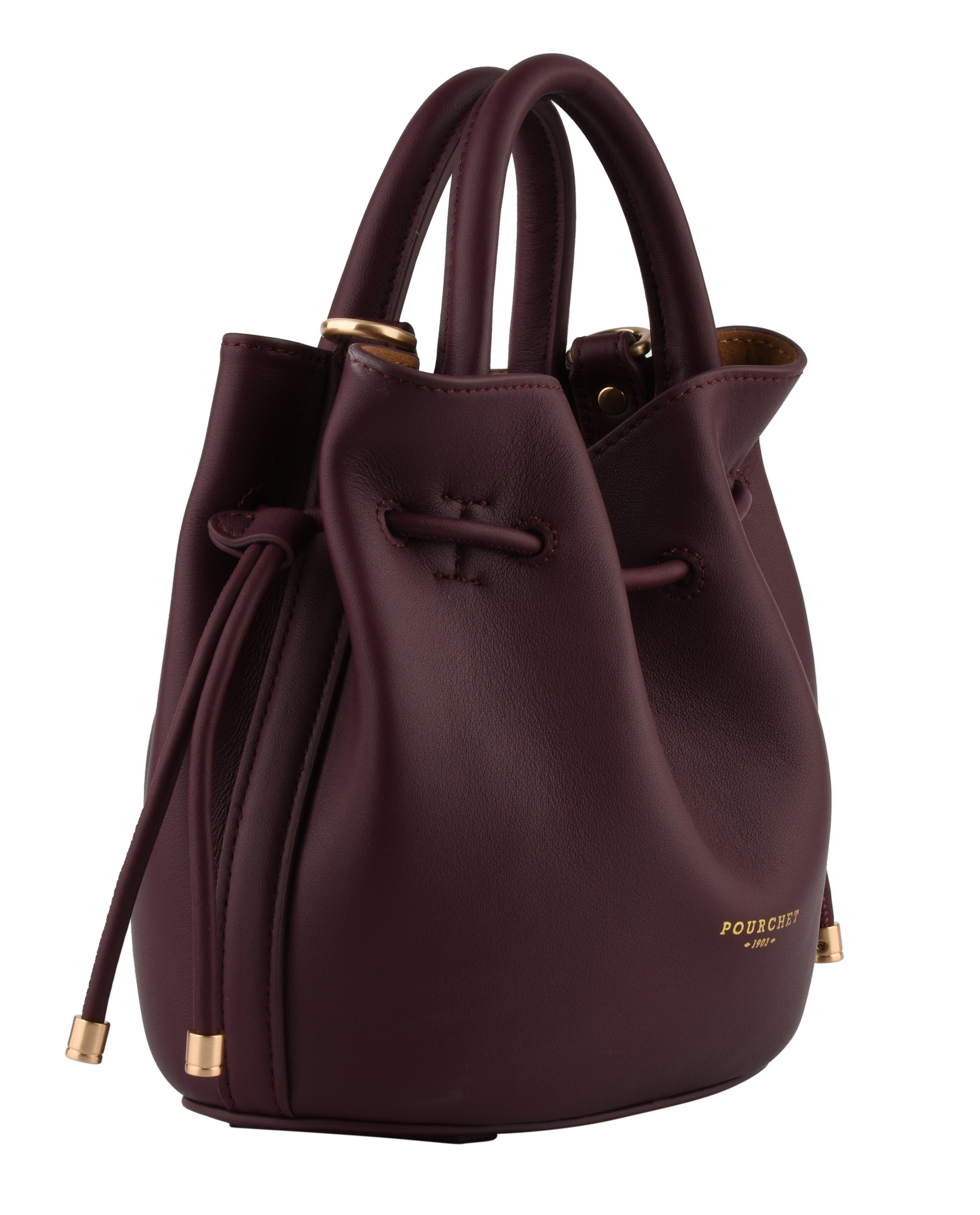 Calfskin leather handbag POURCHET Red