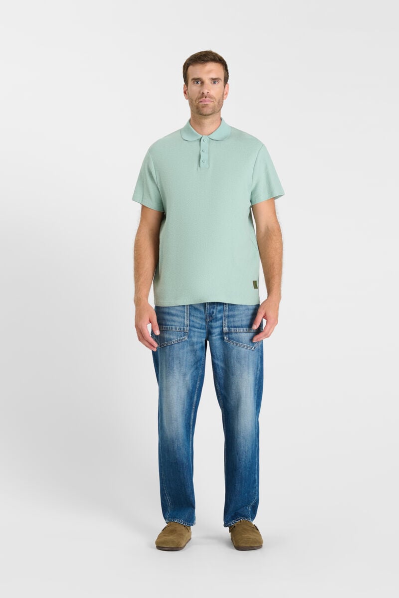 Button-Down Shirt Collar Polo LE TEMPS DES CERISES Blue