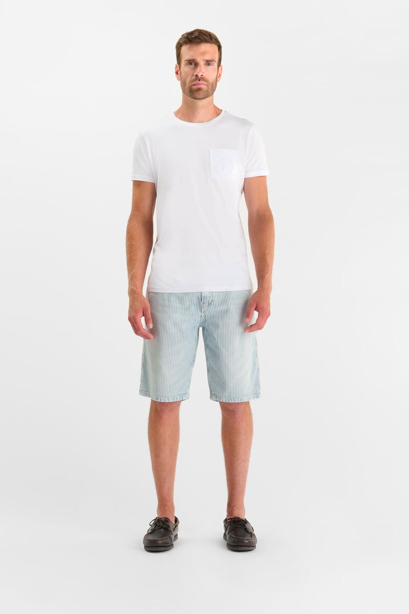 Buttoned denim Bermuda shorts LE TEMPS DES CERISES White