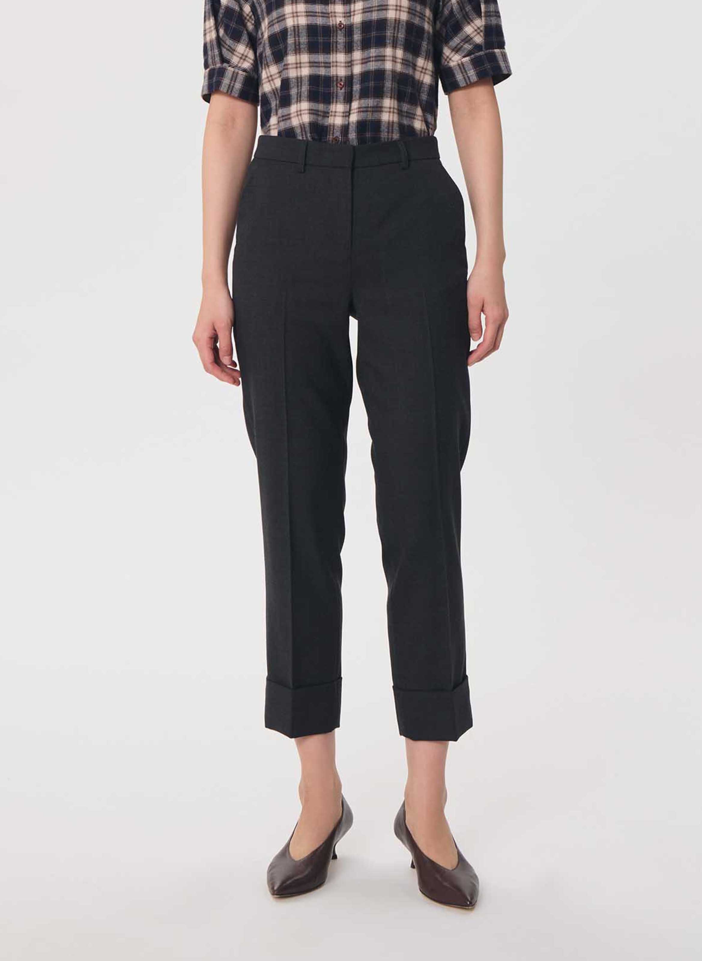 Pantalon carotte 7/8 ème uni TARA JARMON Gris
