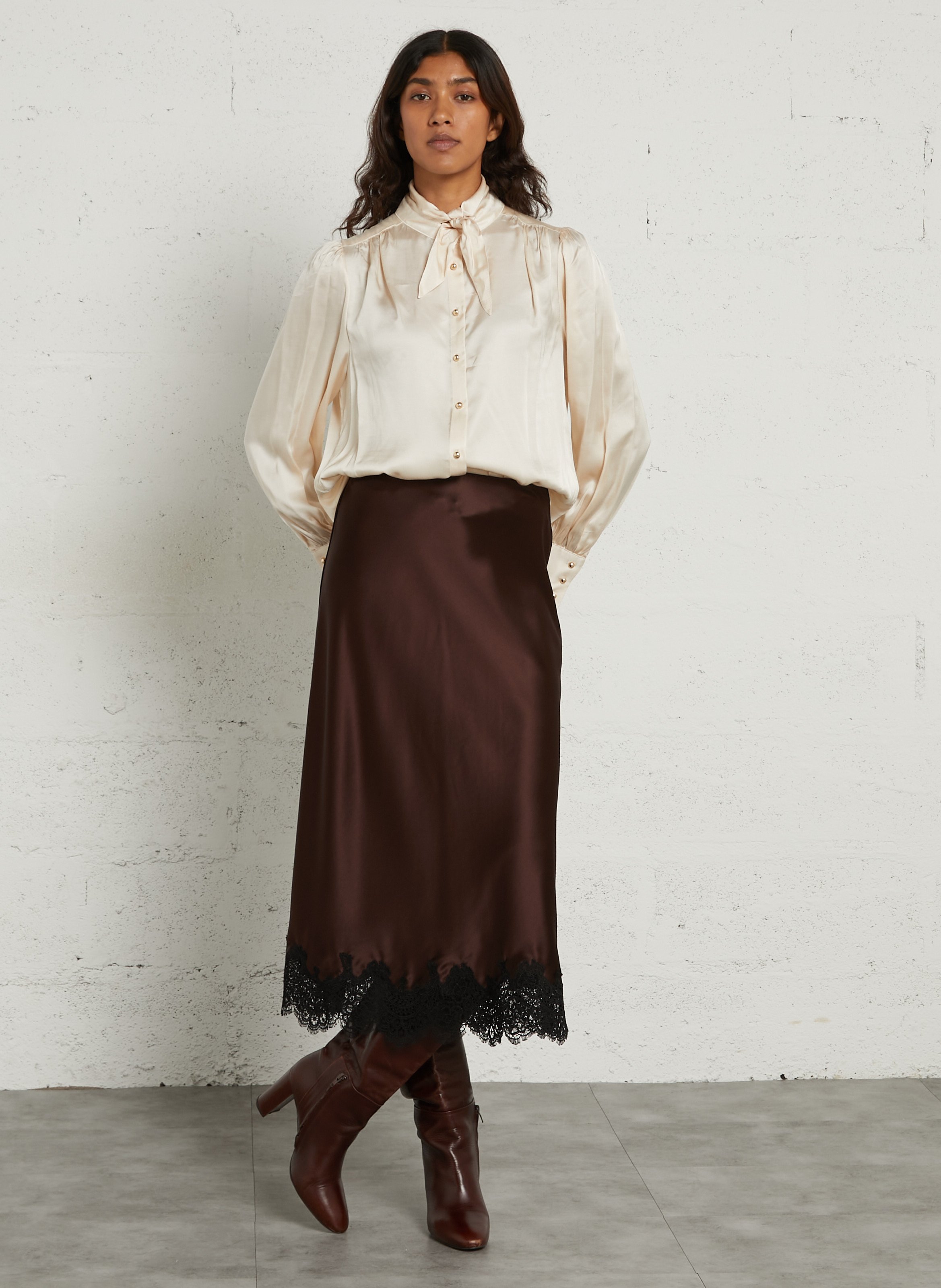 Long straight skirt MAISON 123 Purple