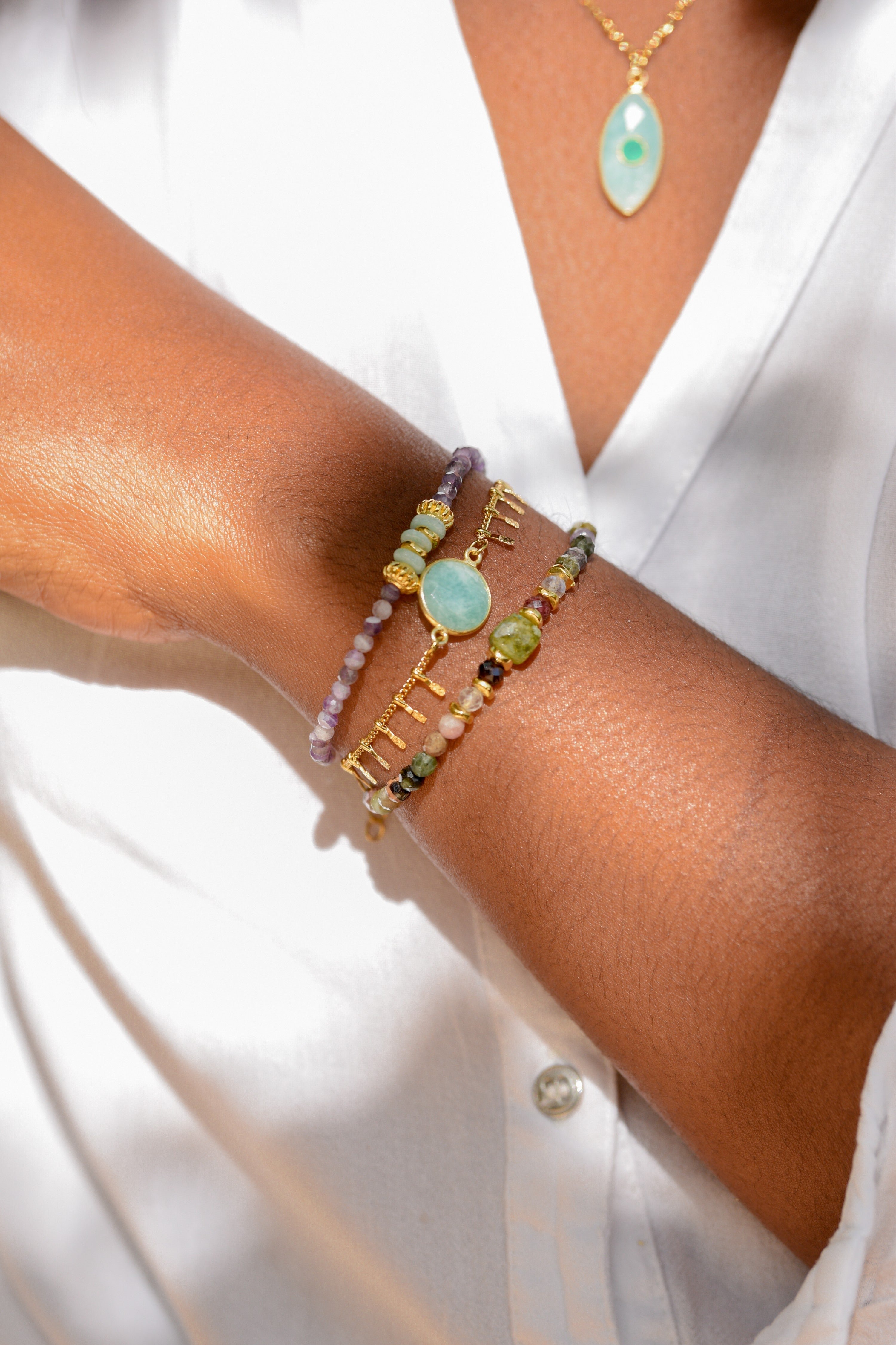 Amethyst and amazonite bracelet GINANDGER Blue