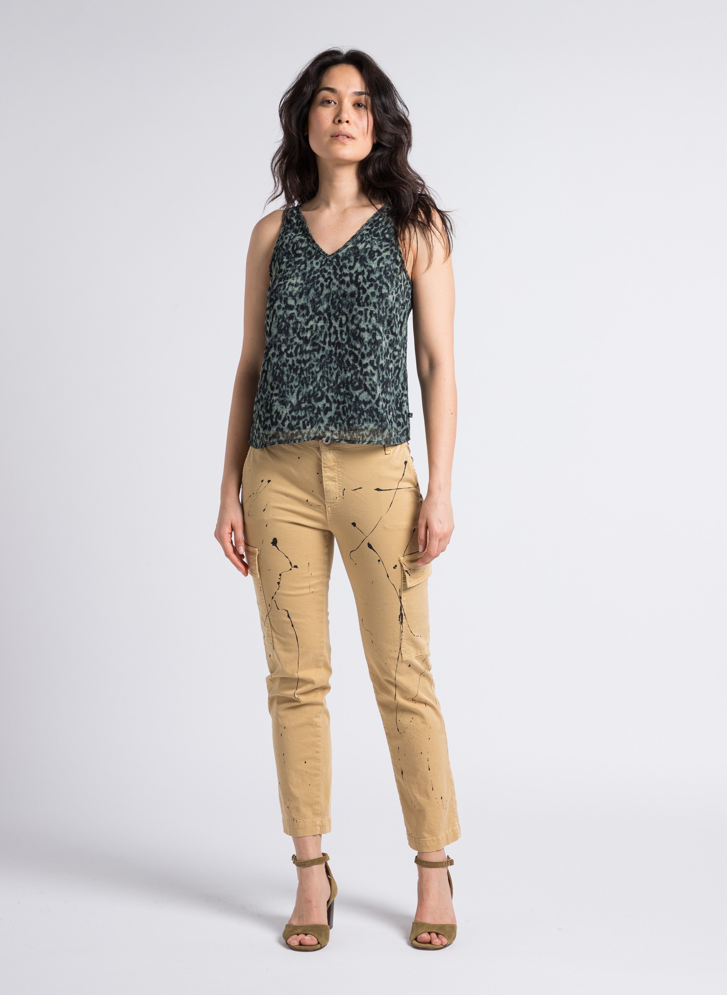 Cotton-blend cargo-style pants PLEASE Beige