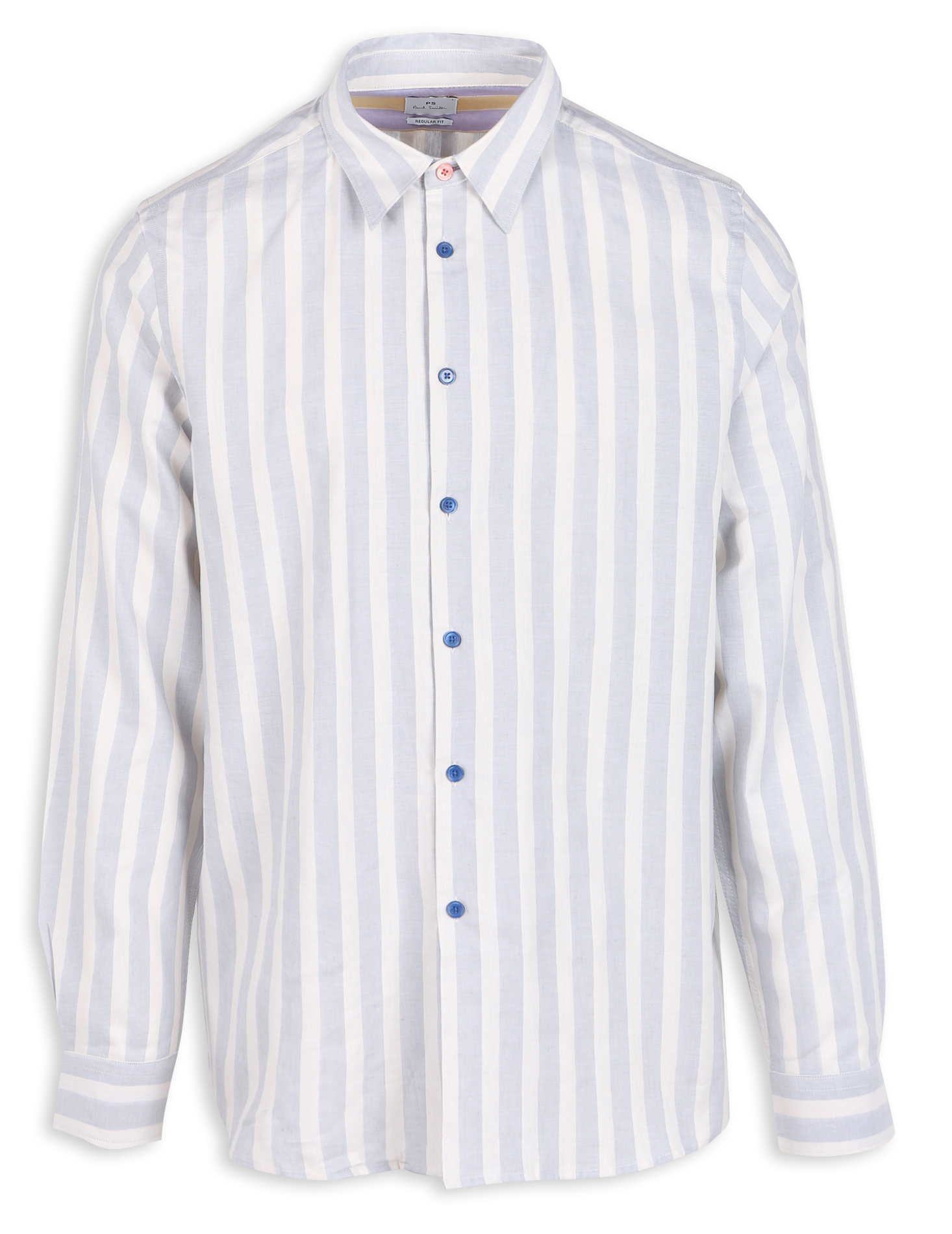 Straight striped cotton shirt with classic collar PAUL SMITH Blue