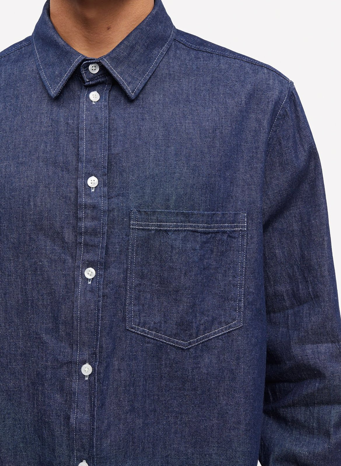 Straight denim shirt in organic cotton Blue