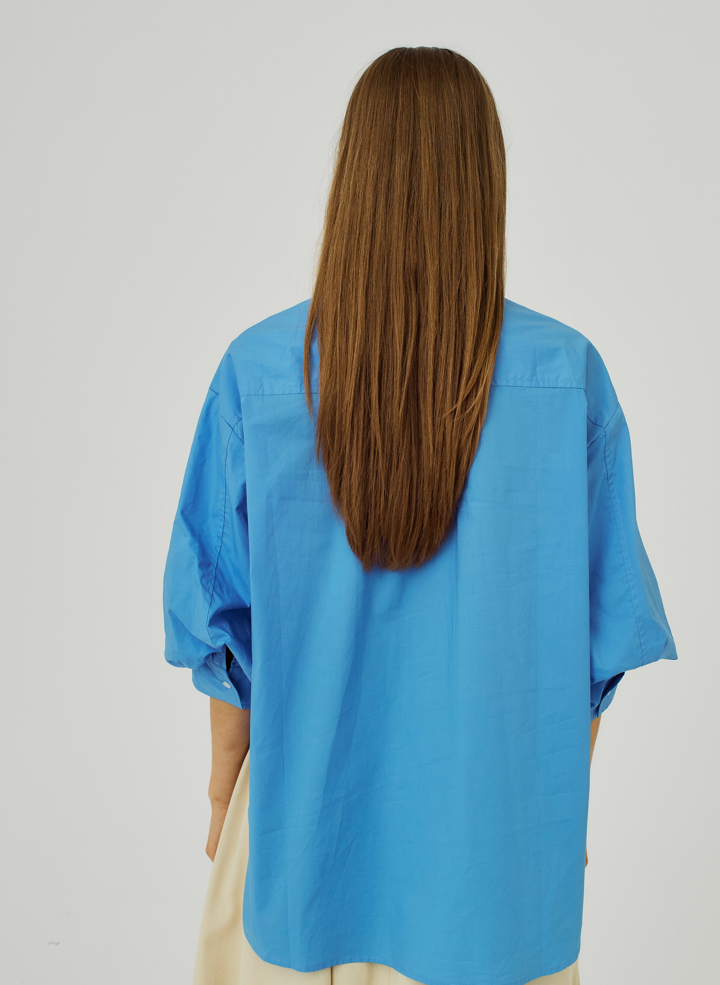 Cotton balloon sleeve blouse NORR Blue