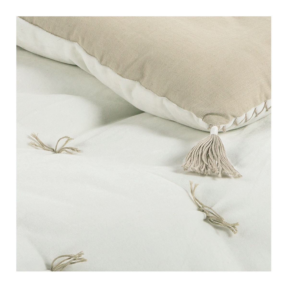 Futon mattéo en velours de coton et lin BLANC D'IVOIRE Blanc