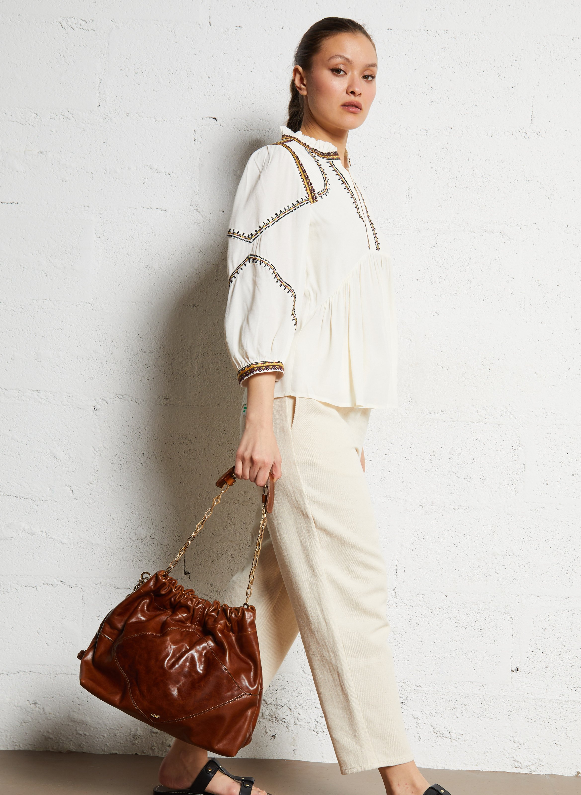 Sac bandoulière en cuir  BA&SH Marron