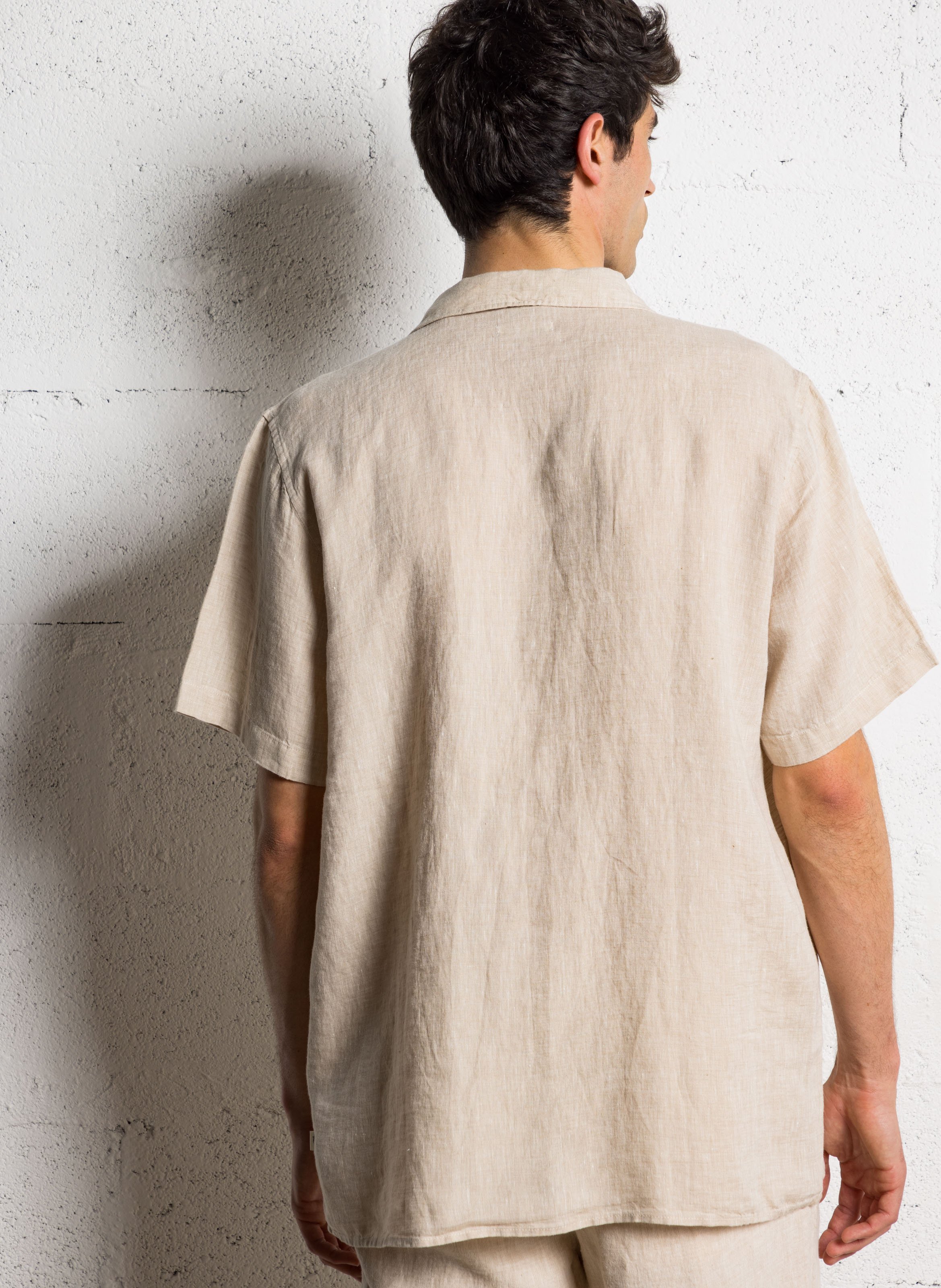 Chemise droite col classique en lin bio KNOWLEDGE COTTON APPAREL Beige