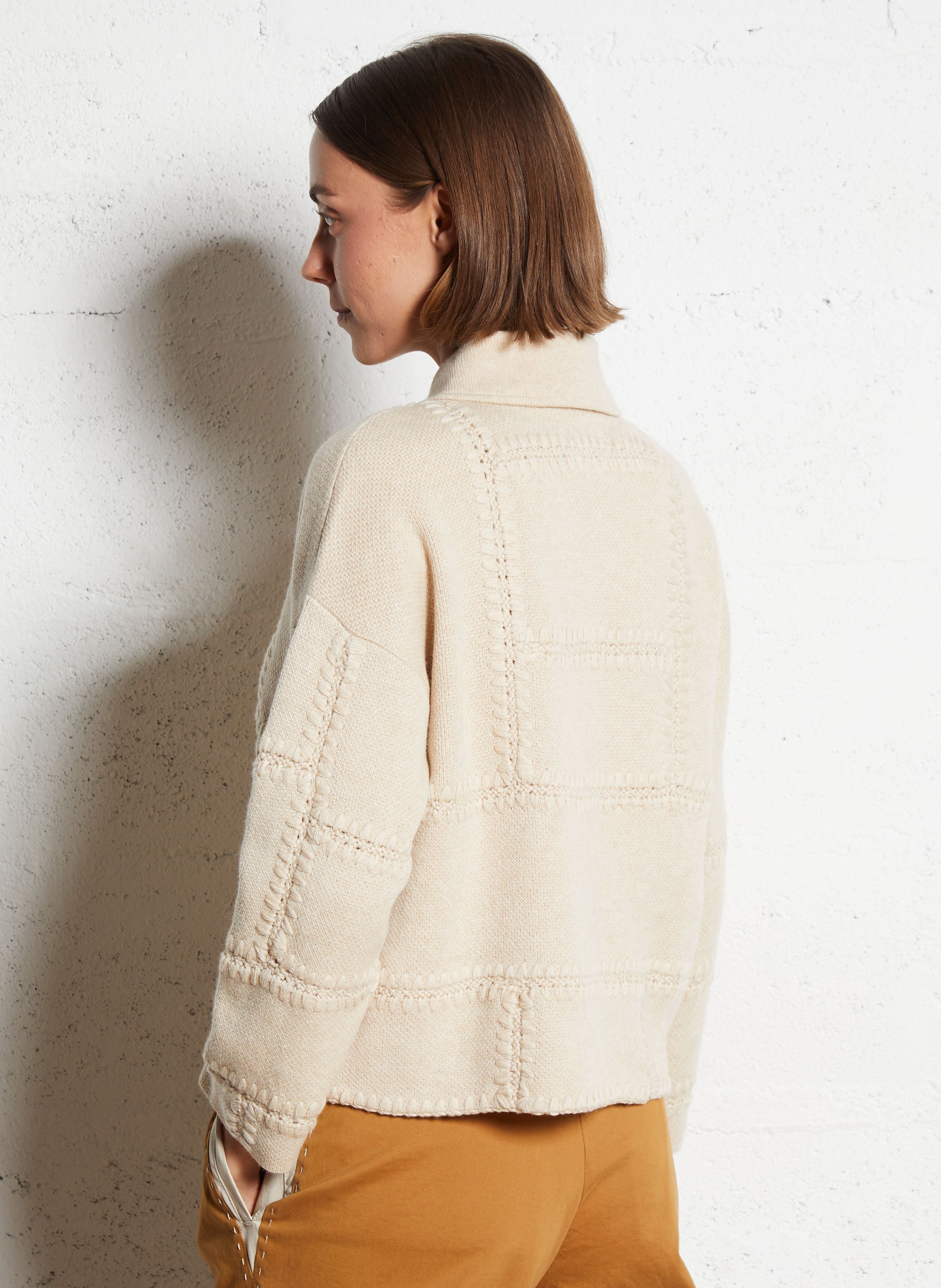 Veste ample col classique en cachemire KUJTEN Beige