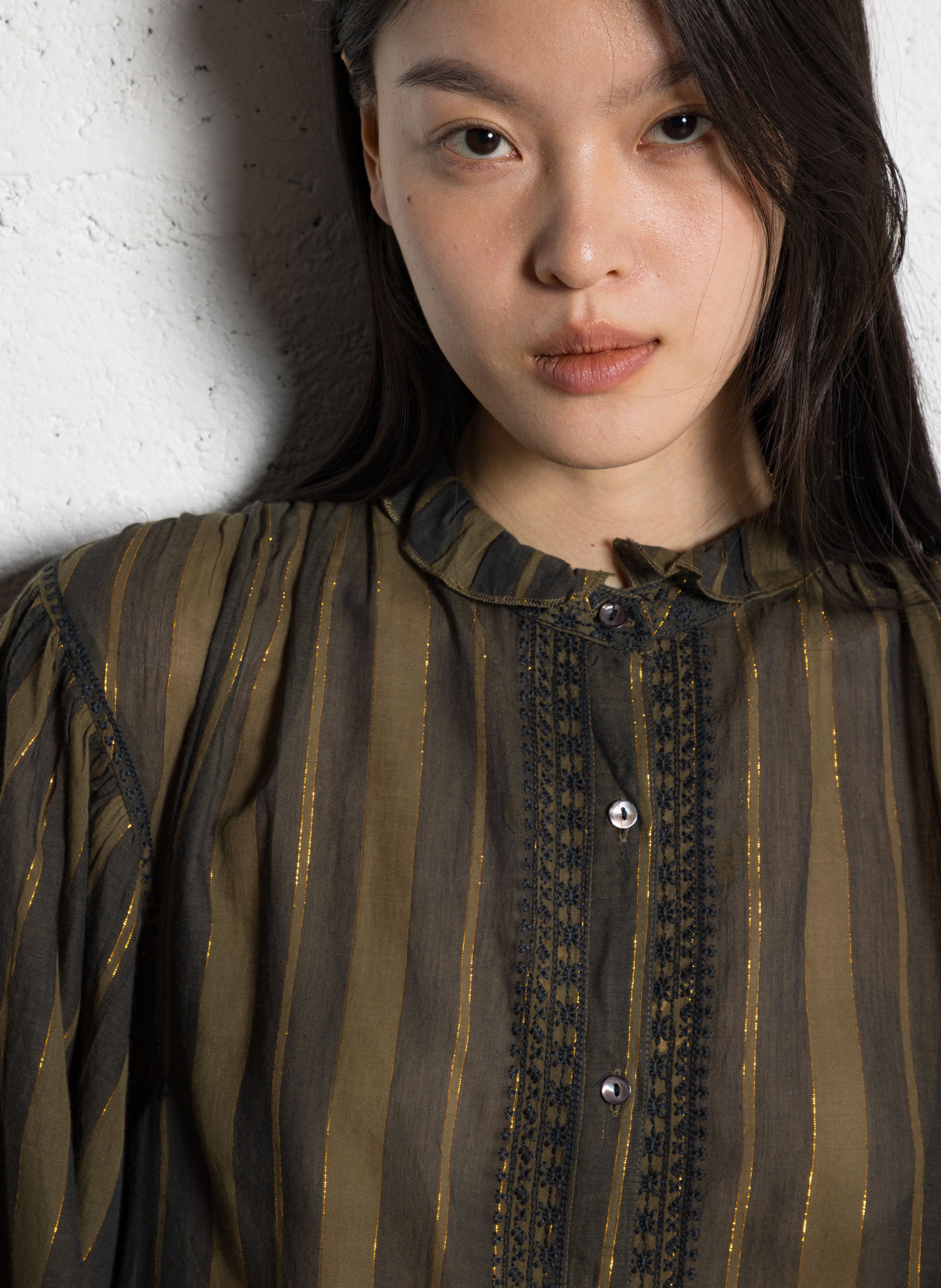 Round-neck striped shirt MAISON HOTEL Green