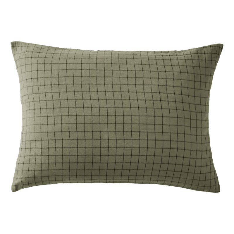 Cotton percale pillow case L'EFFET PAPILLON Green