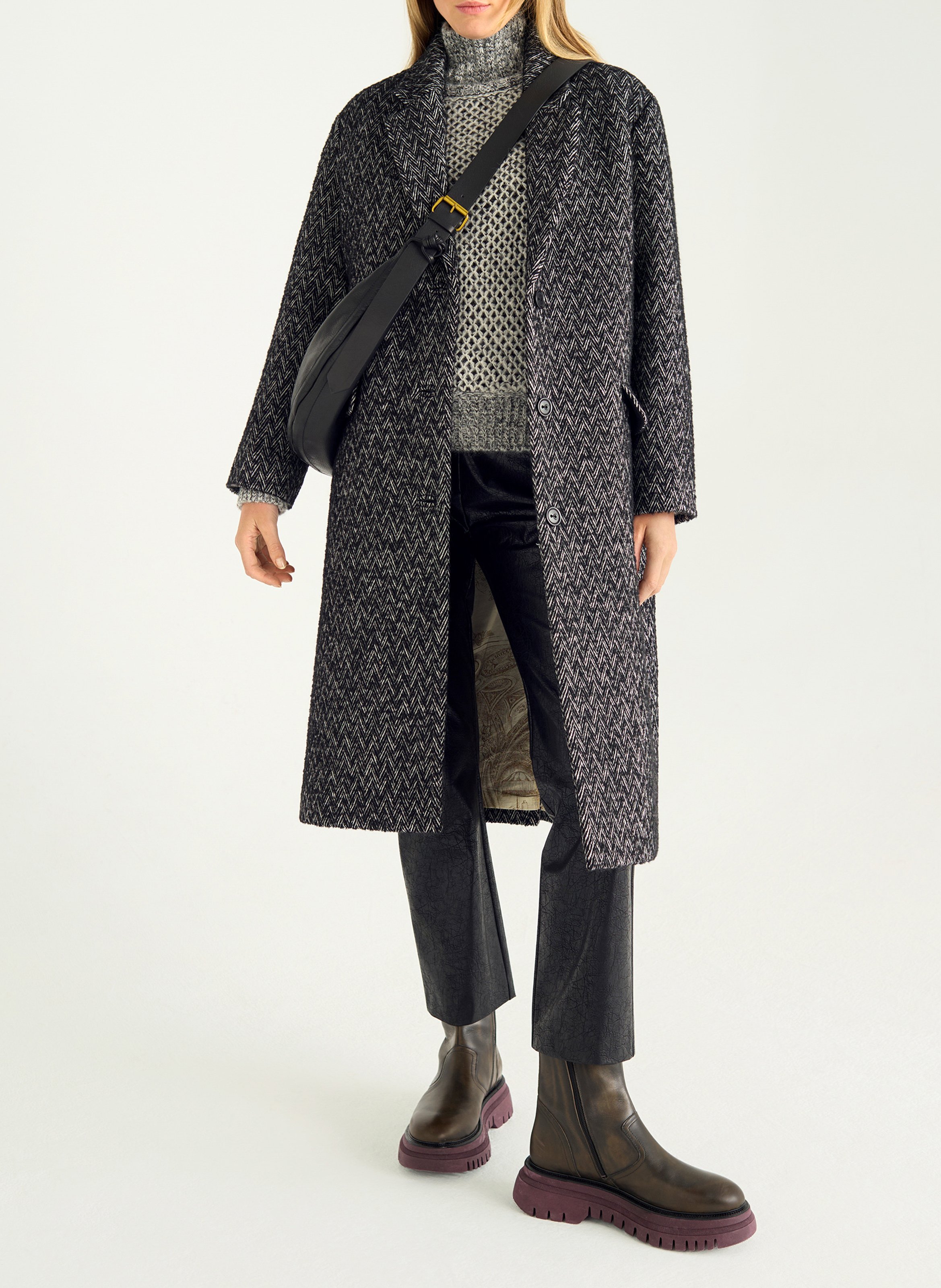 Lonng manteau col tailleur COTELAC Noir