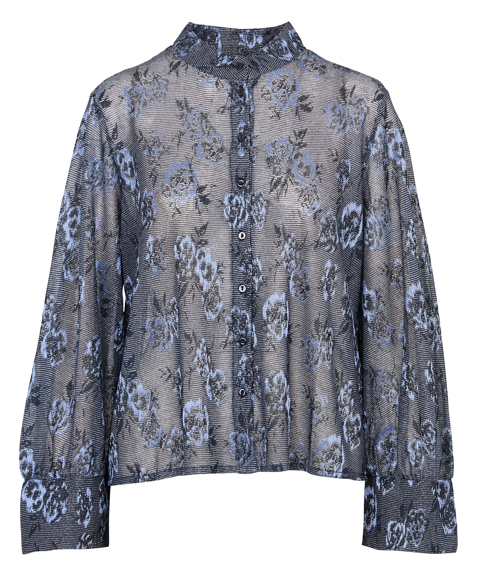 Fluid round neck shirt with shiny patterns MOMONI Blue