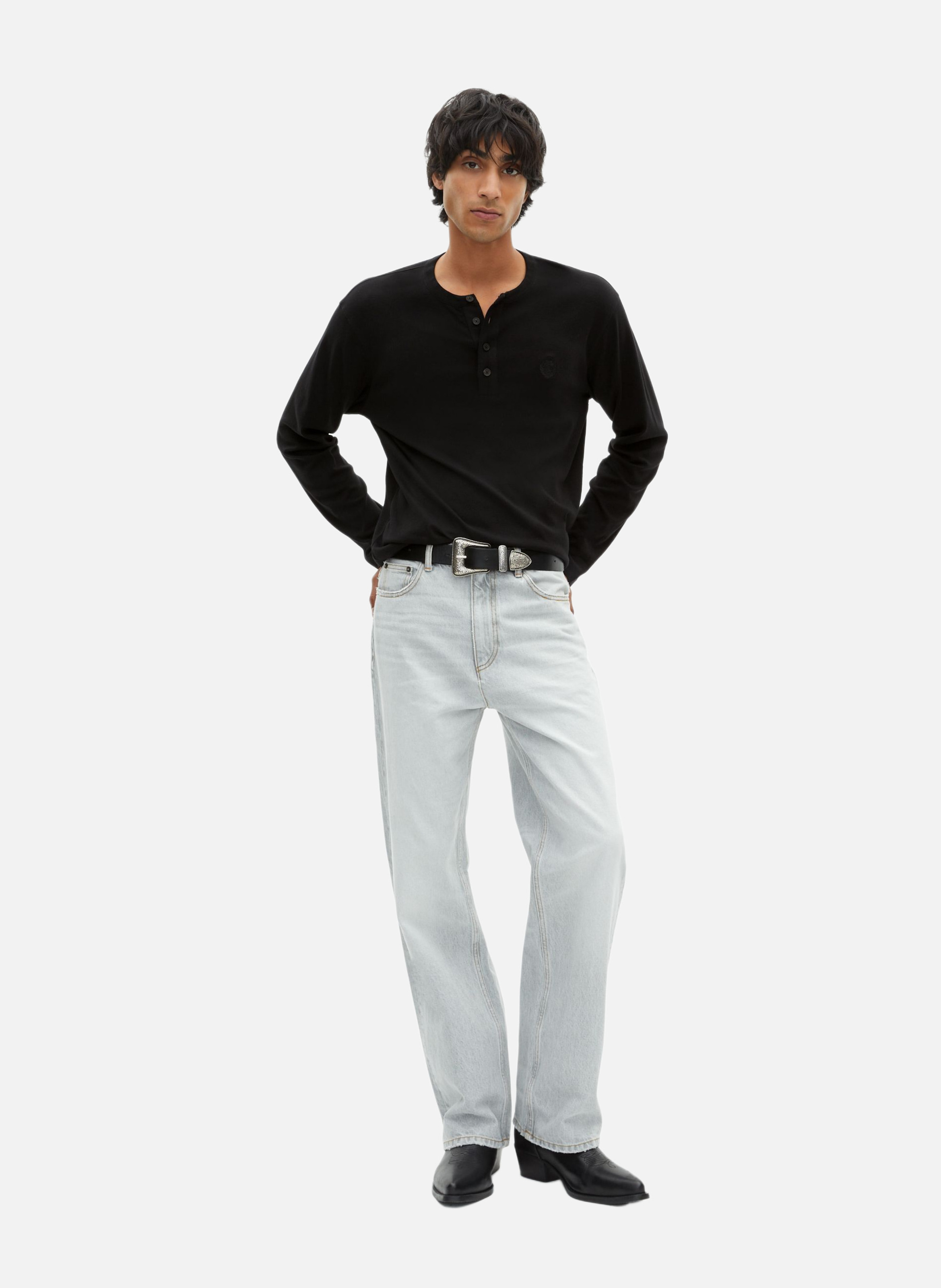 - Straight-leg jeans
- 5 pockets
- Straight cut
- Faded effect THE KOOPLES Grey