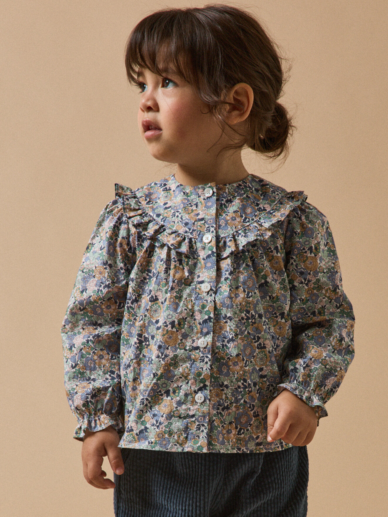 Ruffled blouse with cassy print CYRILLUS Blue