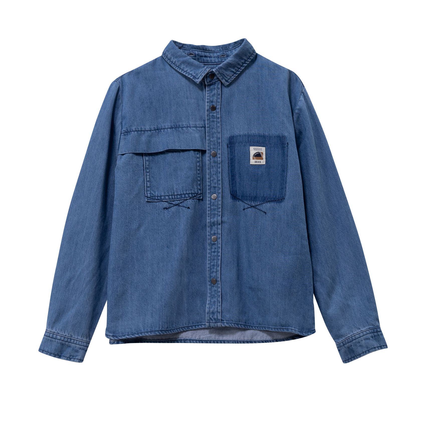 Recht overhemd met klassieke kraag | katoenblend IKKS JUNIOR Blauw