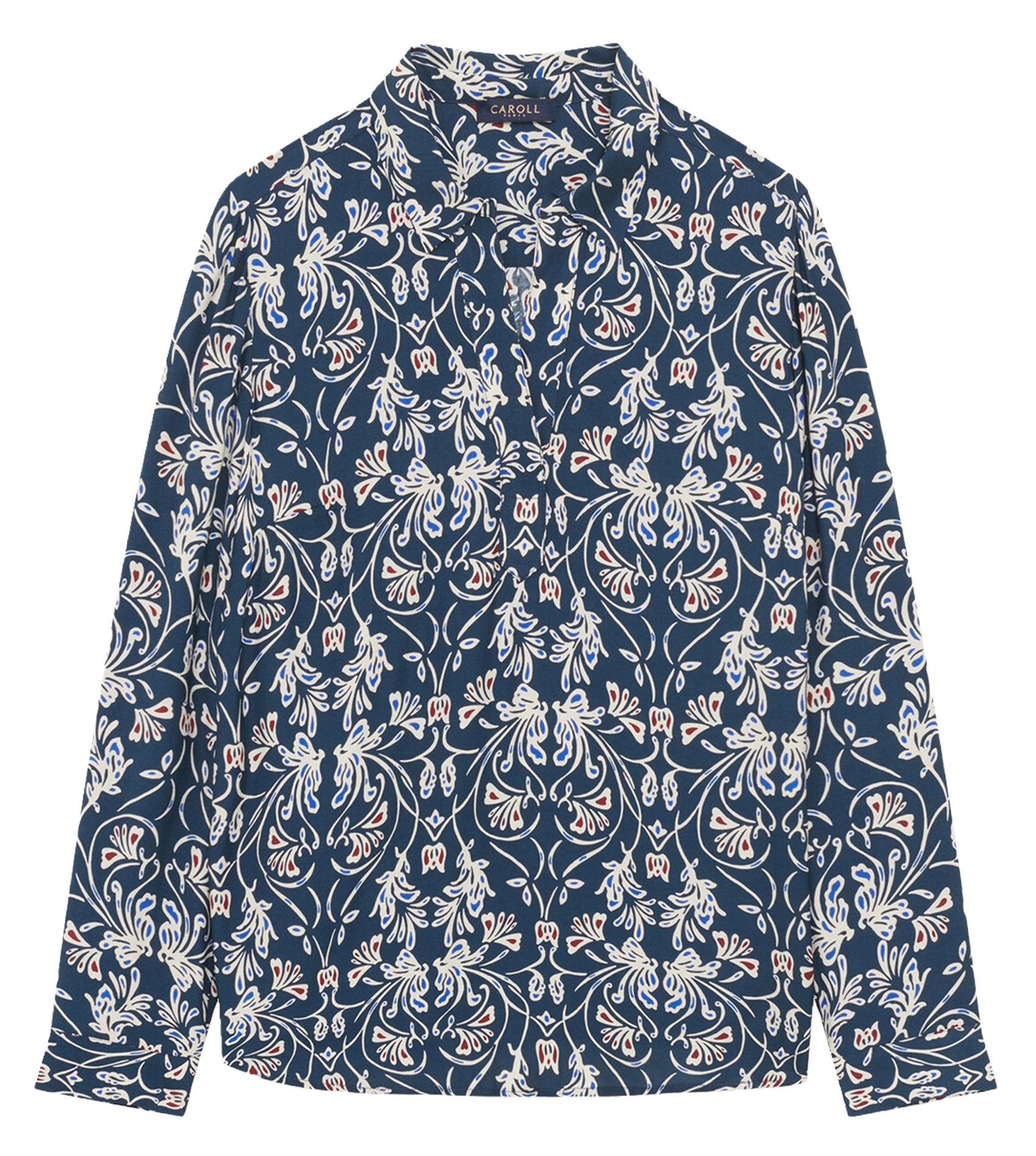 Printed classic collar straight top CAROLL Blue