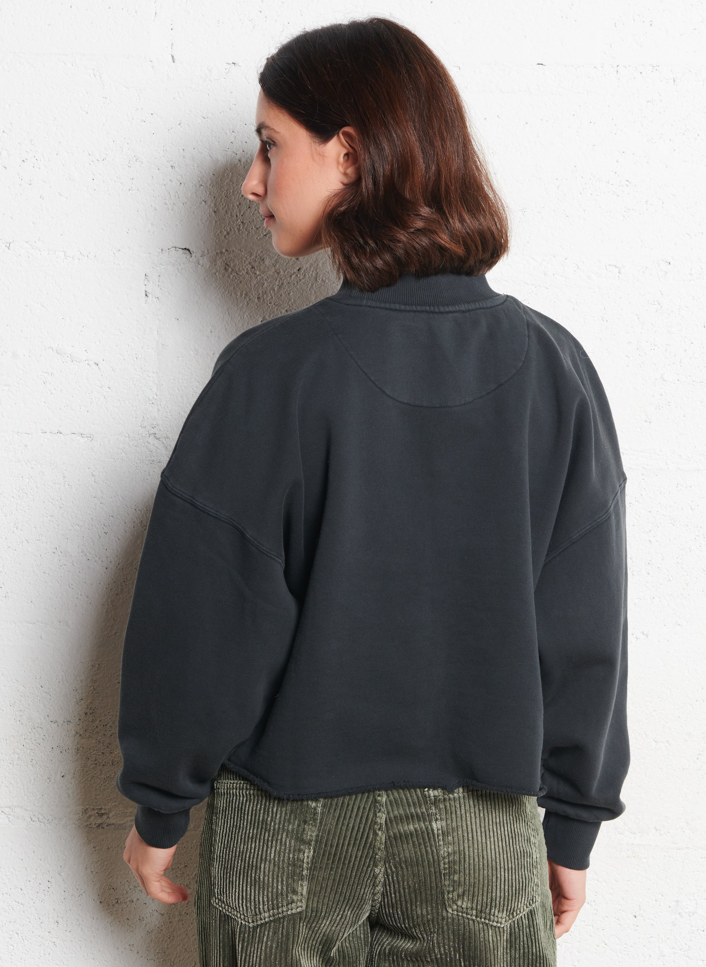 Short oversized printed cotton sweatshirt NEWTONE Black