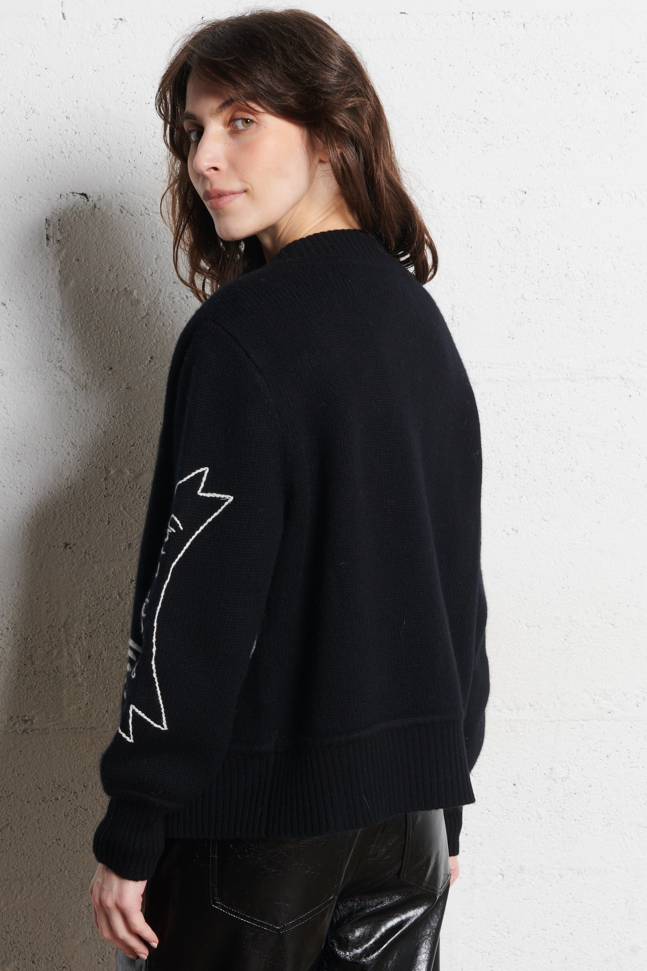 Gilet col teddy en laine BERENICE Noir