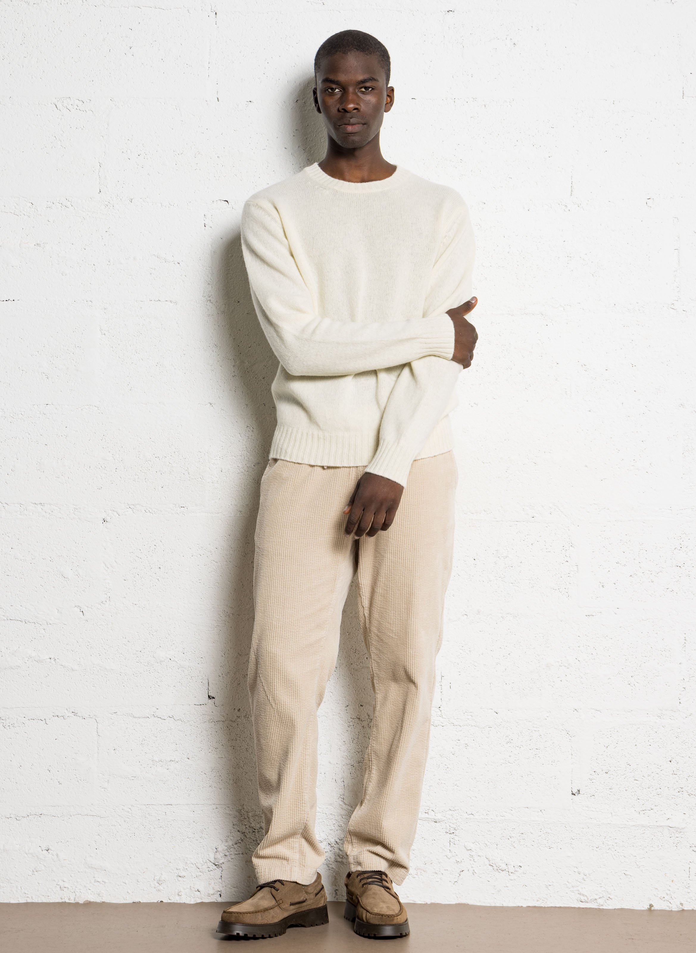 Pull droit col rond en laine HARTFORD Blanc