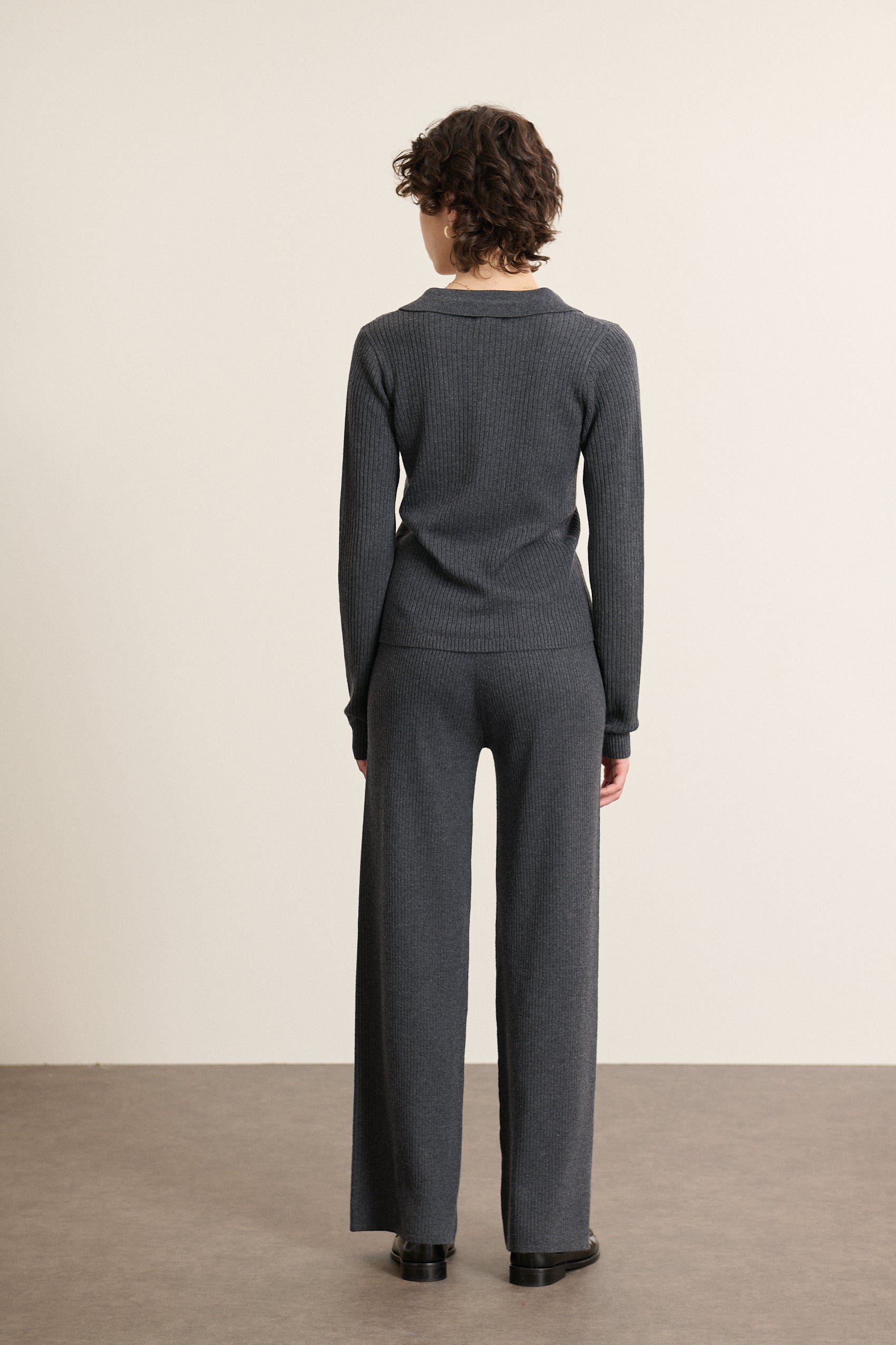 Straight Leg Knit Wool Blend Pants GARANCE PARIS Grey