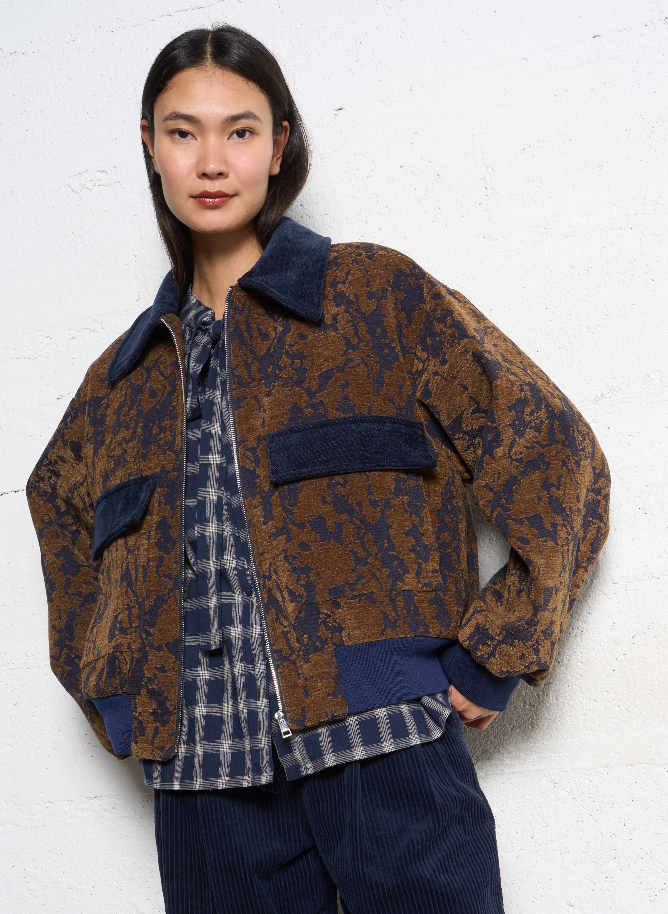 Veste col classique en coton mélangé IMPERIAL Marron