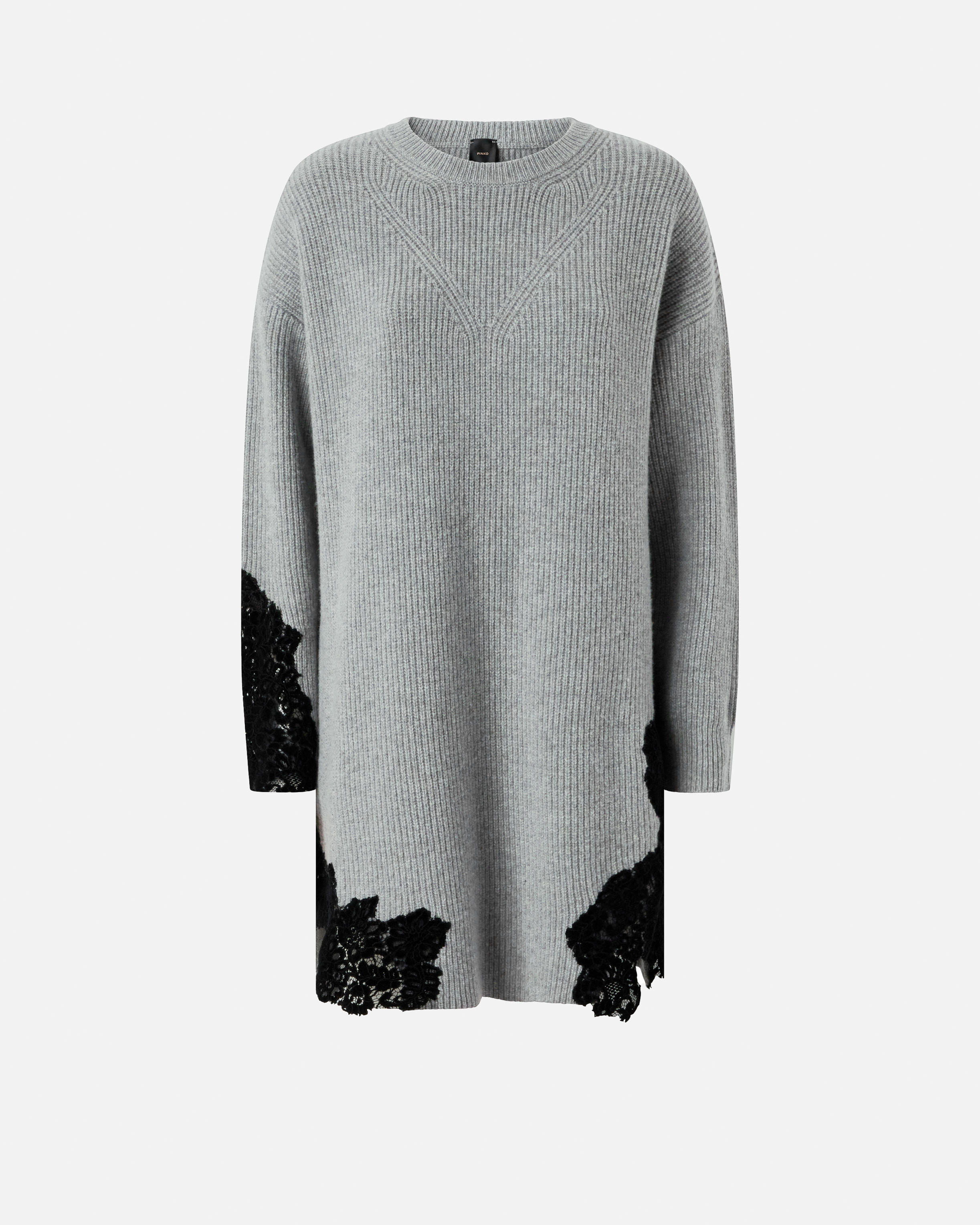Short knit dress with lace PINKO Grey