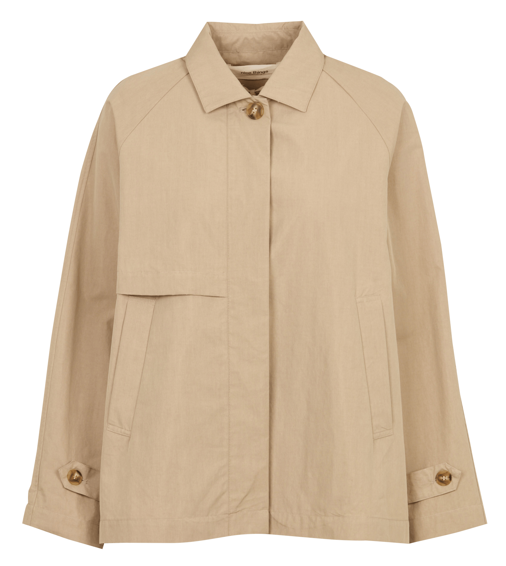 Cotton-blend straight trench coat with classic collar NICE THINGS Beige