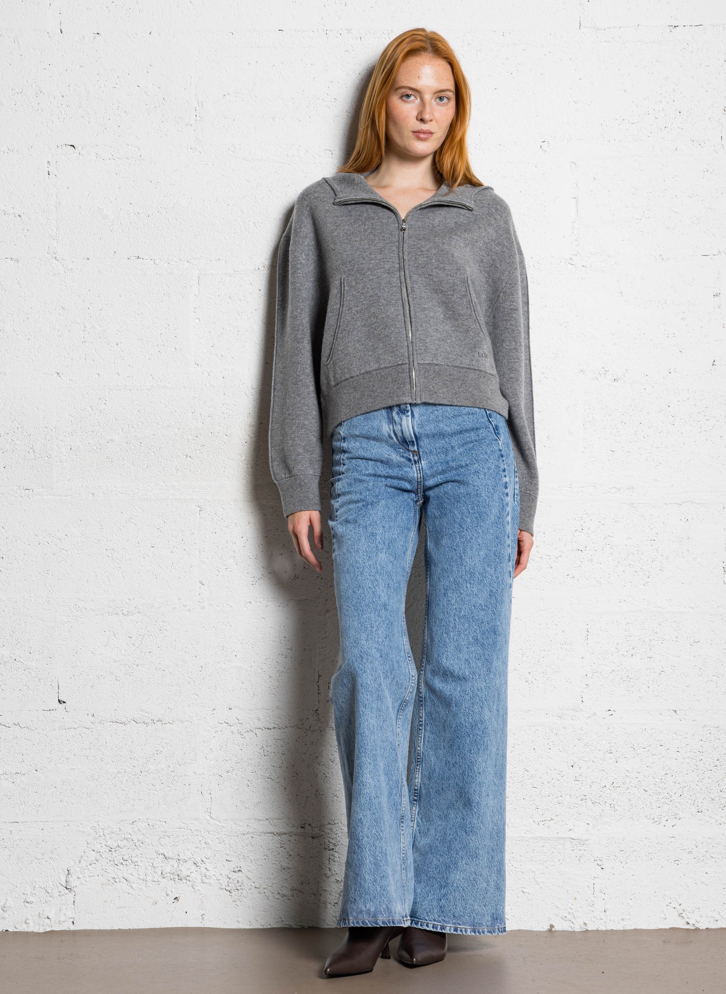 Oversize Kapuzenpullover aus Wolle und Kaschmir MARGAUX LONNBERG Silber