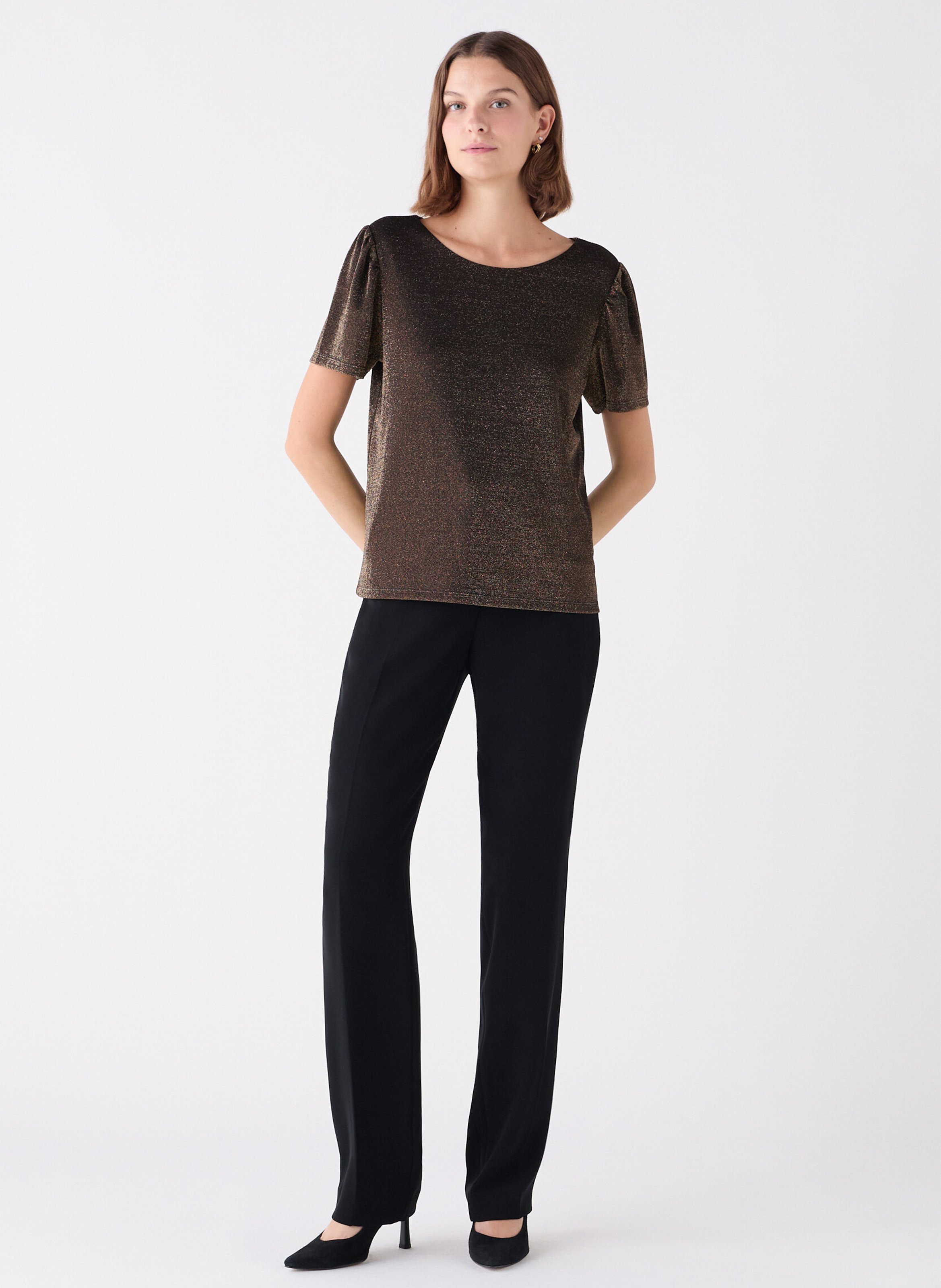 Metallic round-neck T-shirt CAROLL Orange