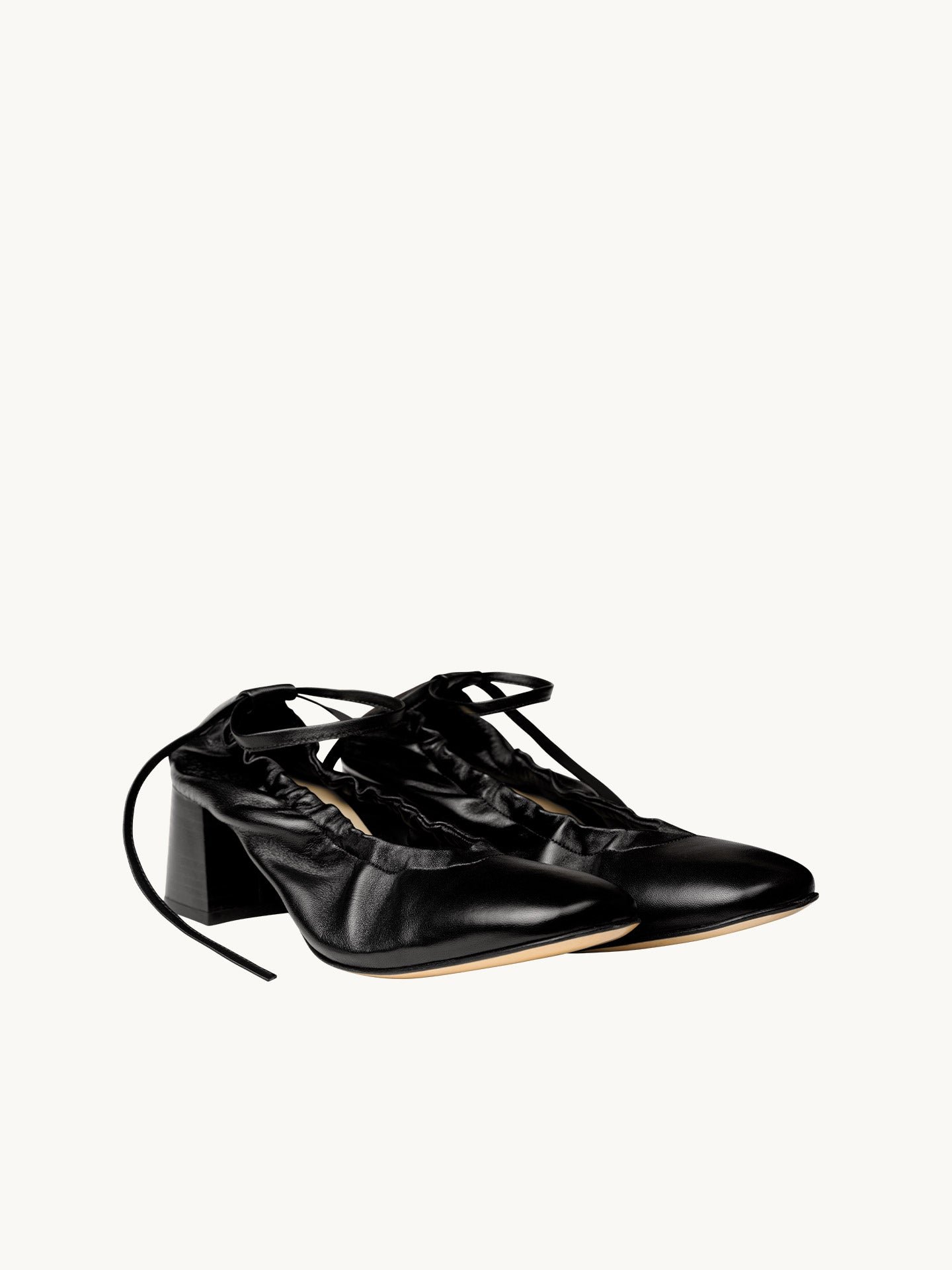 Heeled ballet flats in nappa leather EMZI PARIS Black
