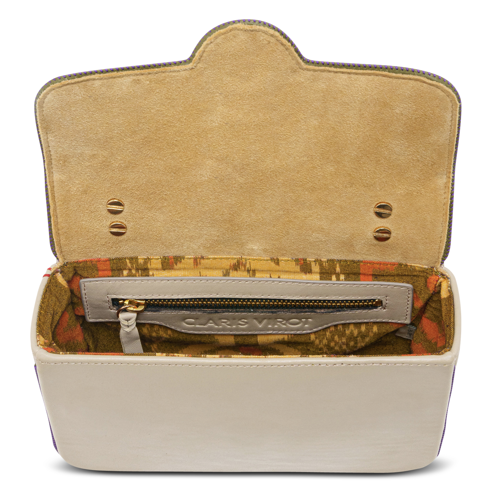 Sac bandoulière en cuir mélangé CLARIS VIROT Marron