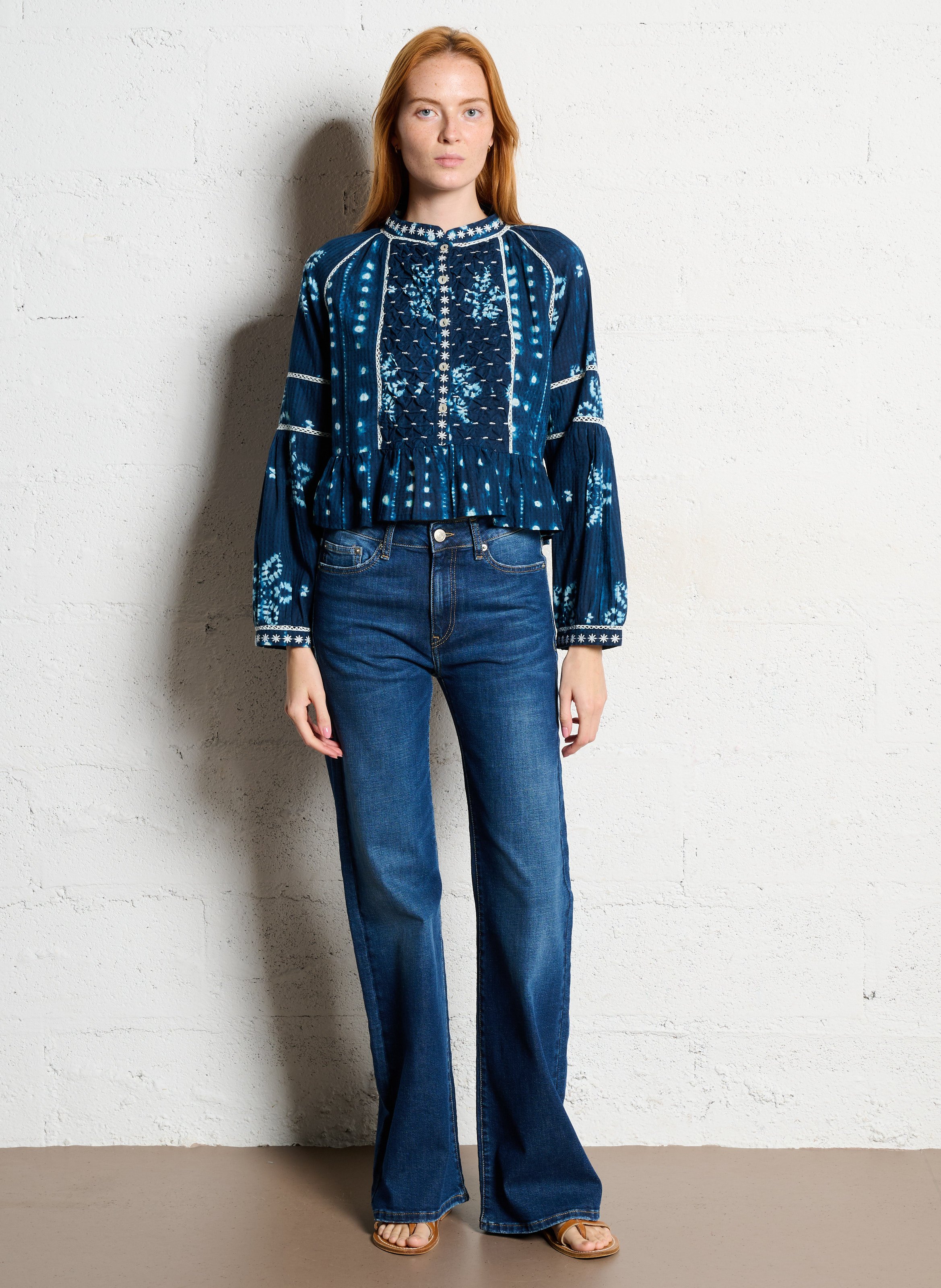 Flared jeans - katoenblend ACQUAVERDE Blauw