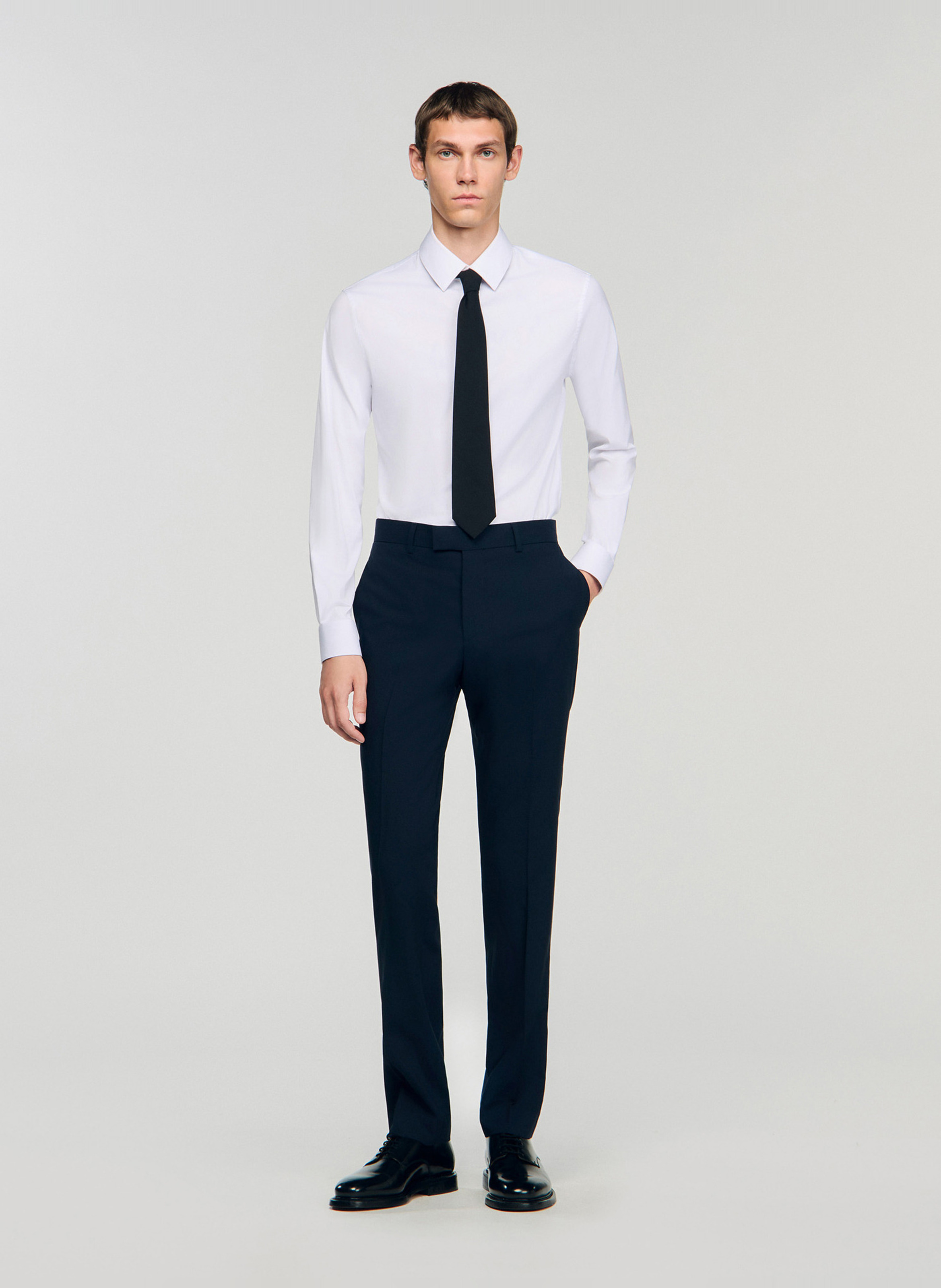 Pantalon de costume en laine SANDRO Bleu