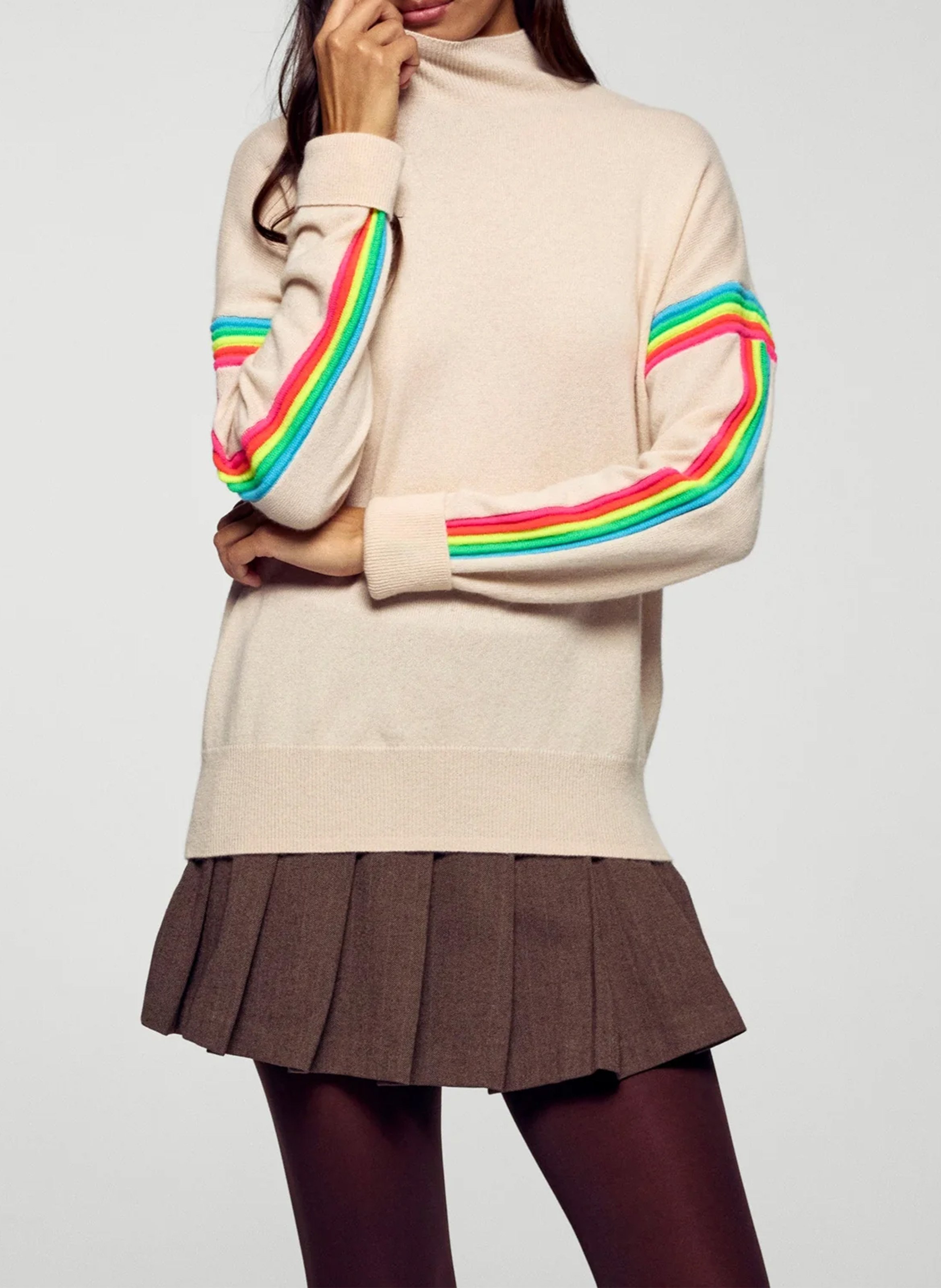 Oversized striped cashmere sweater with batwing sleeves FROM FUTURE Beige