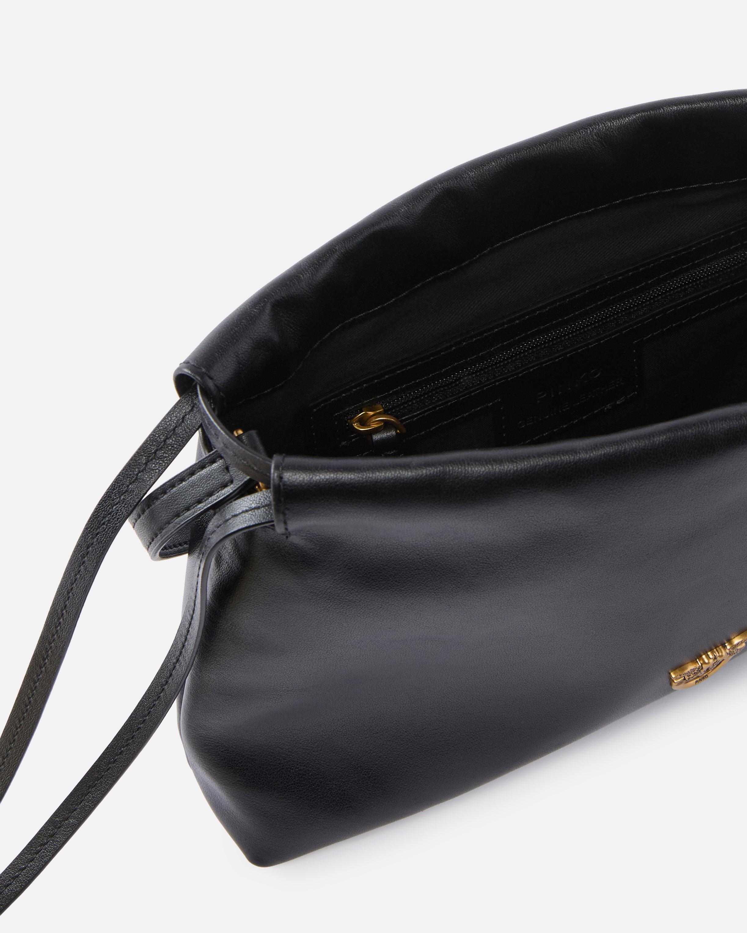 Small leather shoulder bag with drawstring PINKO Black