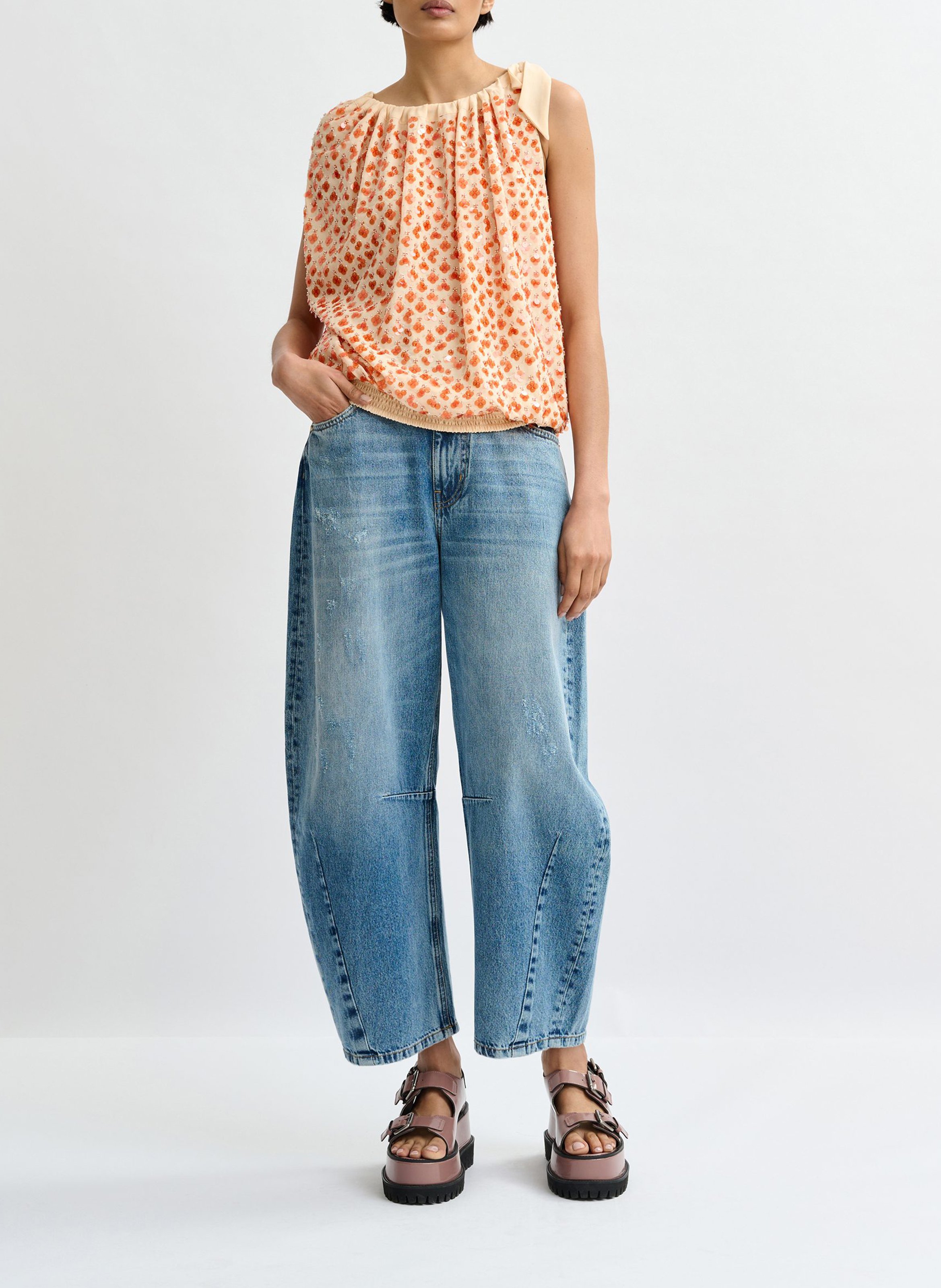 Oversize-Top mit Rundhalsausschnitt und Print ESSENTIEL ANTWERP Orange